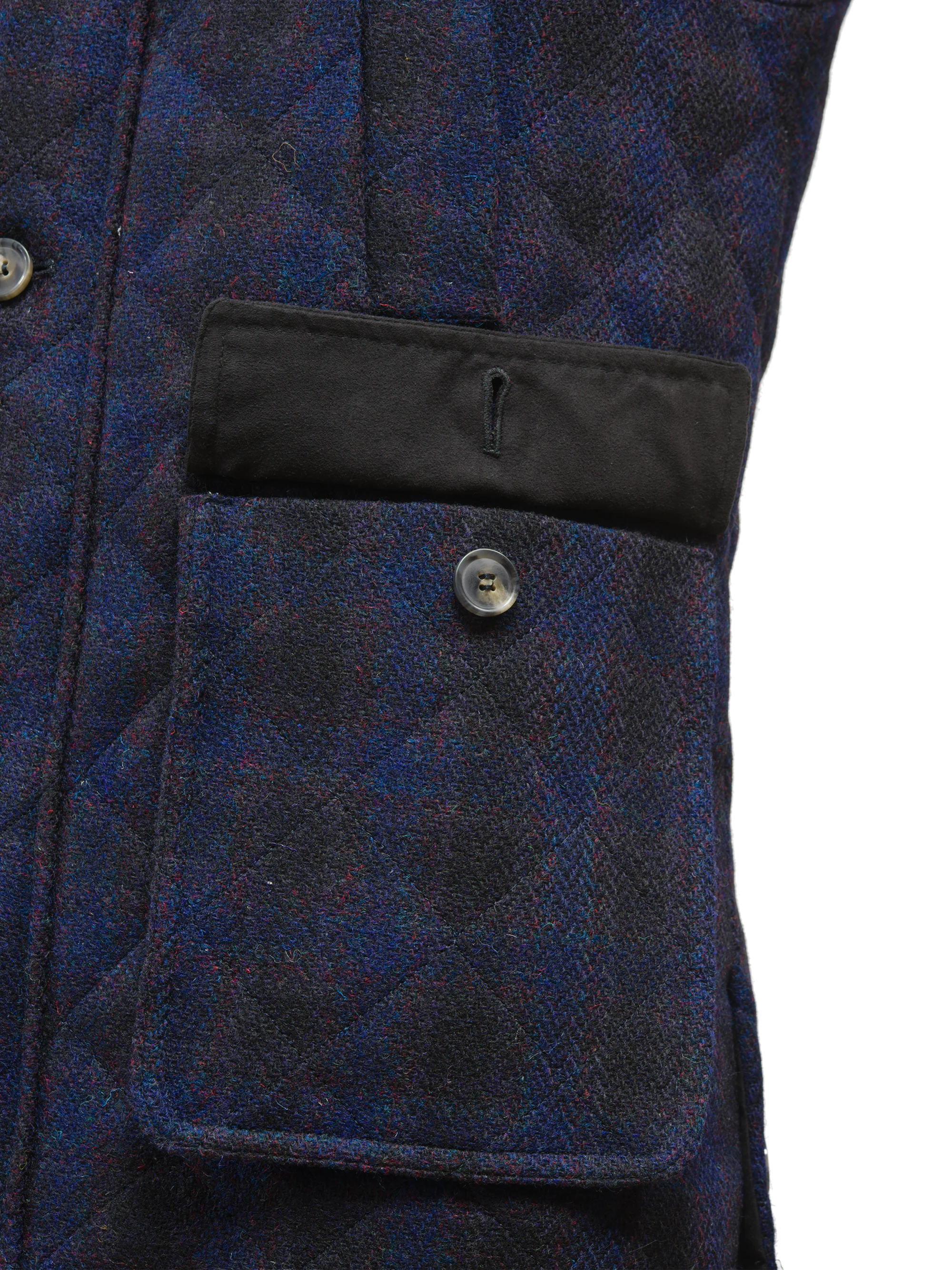 Harris Tweed Chuck Country Gilet - Navy Block Check - Image 6