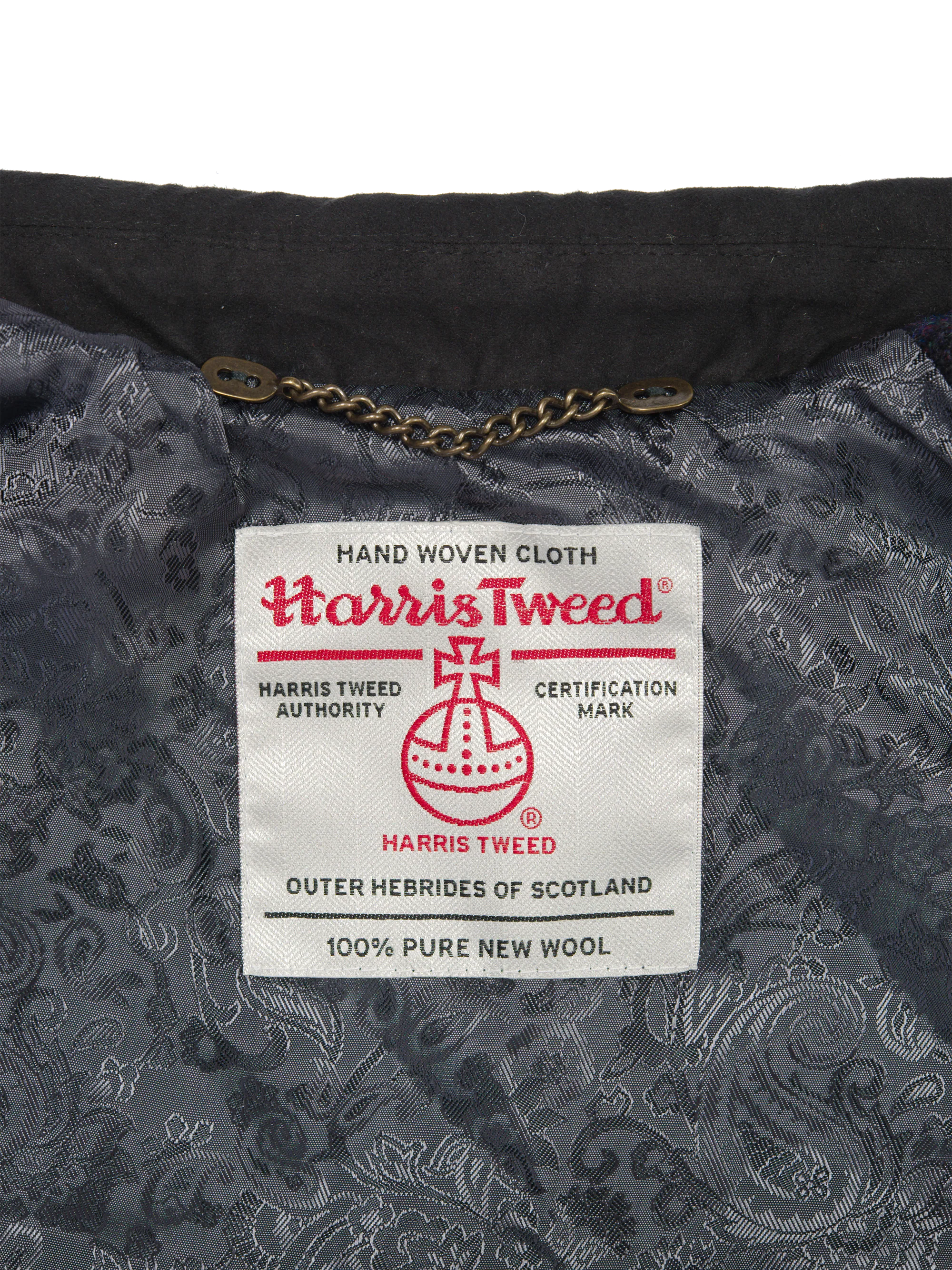 Harris Tweed Chuck Country Gilet - Navy Block Check - Image 8