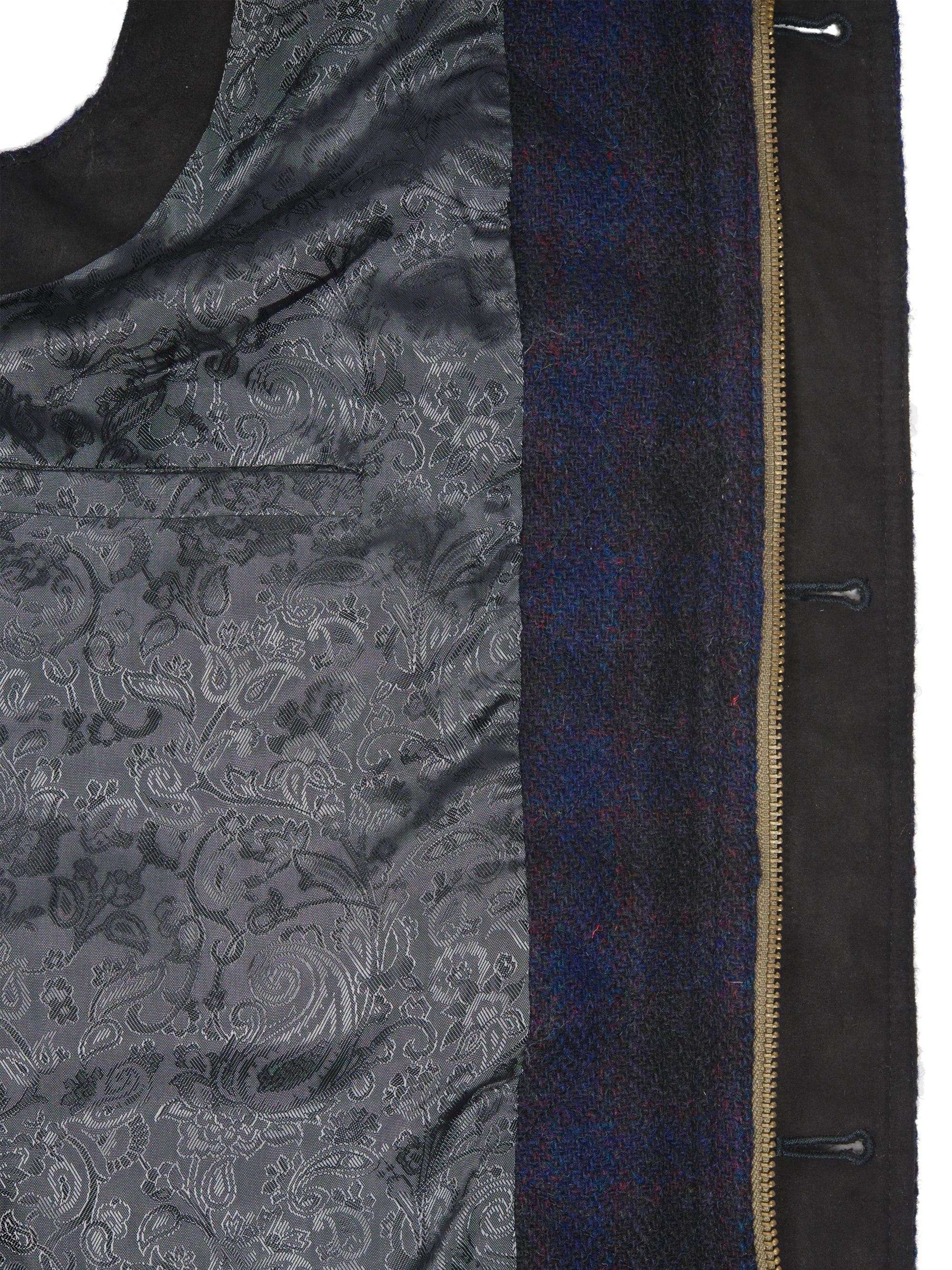 Harris Tweed Chuck Country Gilet - Navy Block Check - Image 9
