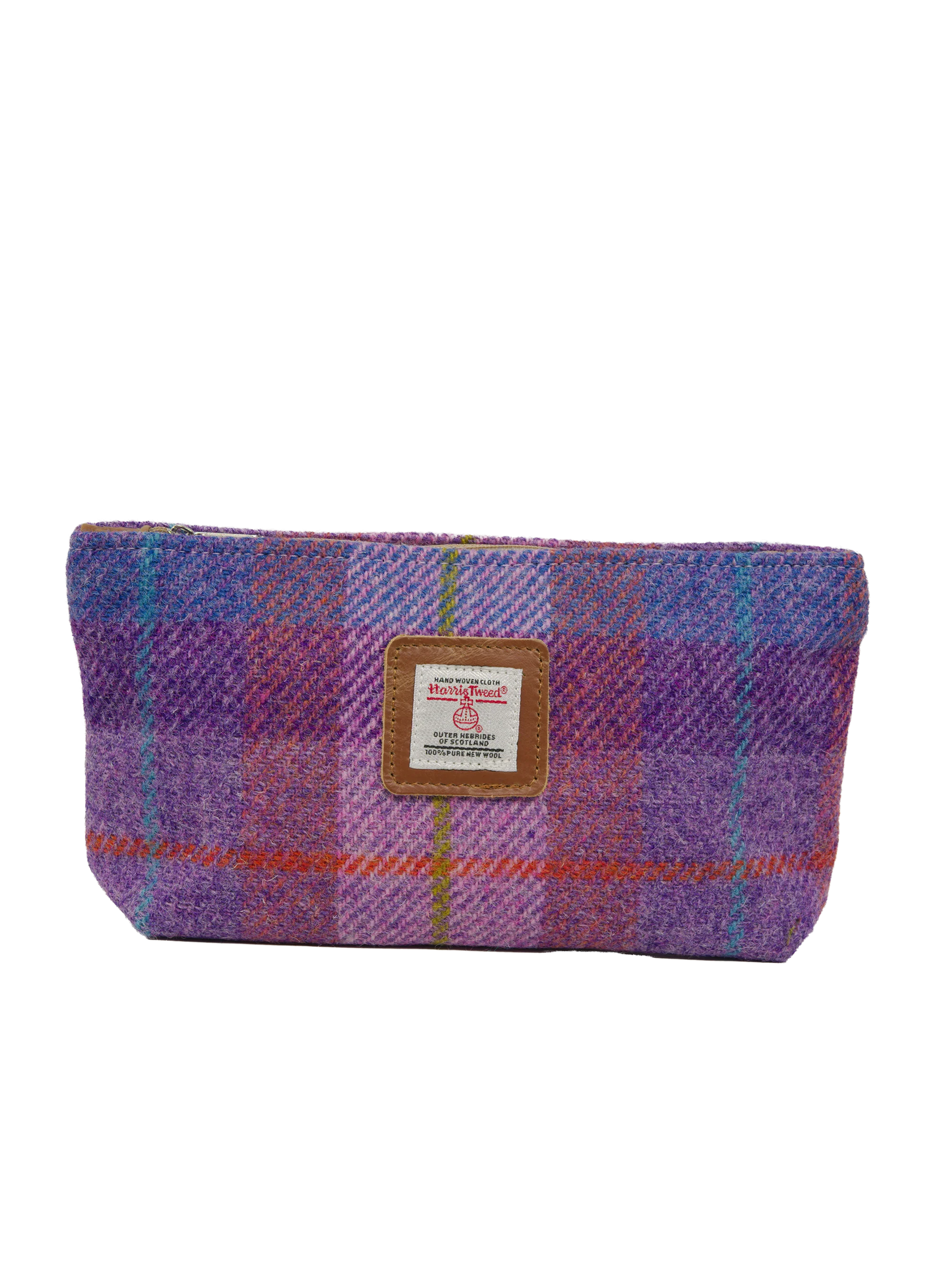 Harris Tweed Cosmetic Bag - A0167 (Tan Leather)