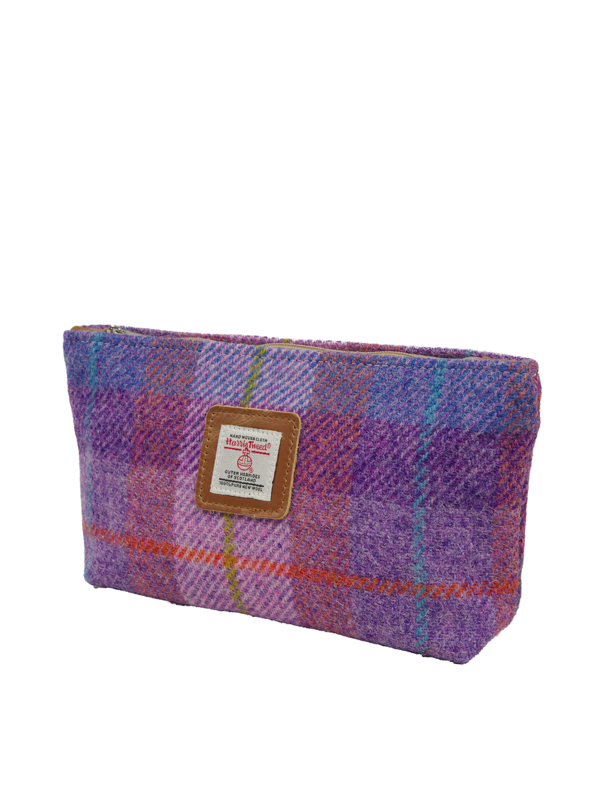 Harris Tweed Cosmetic Bag - A0167 (Tan Leather) - Image 2