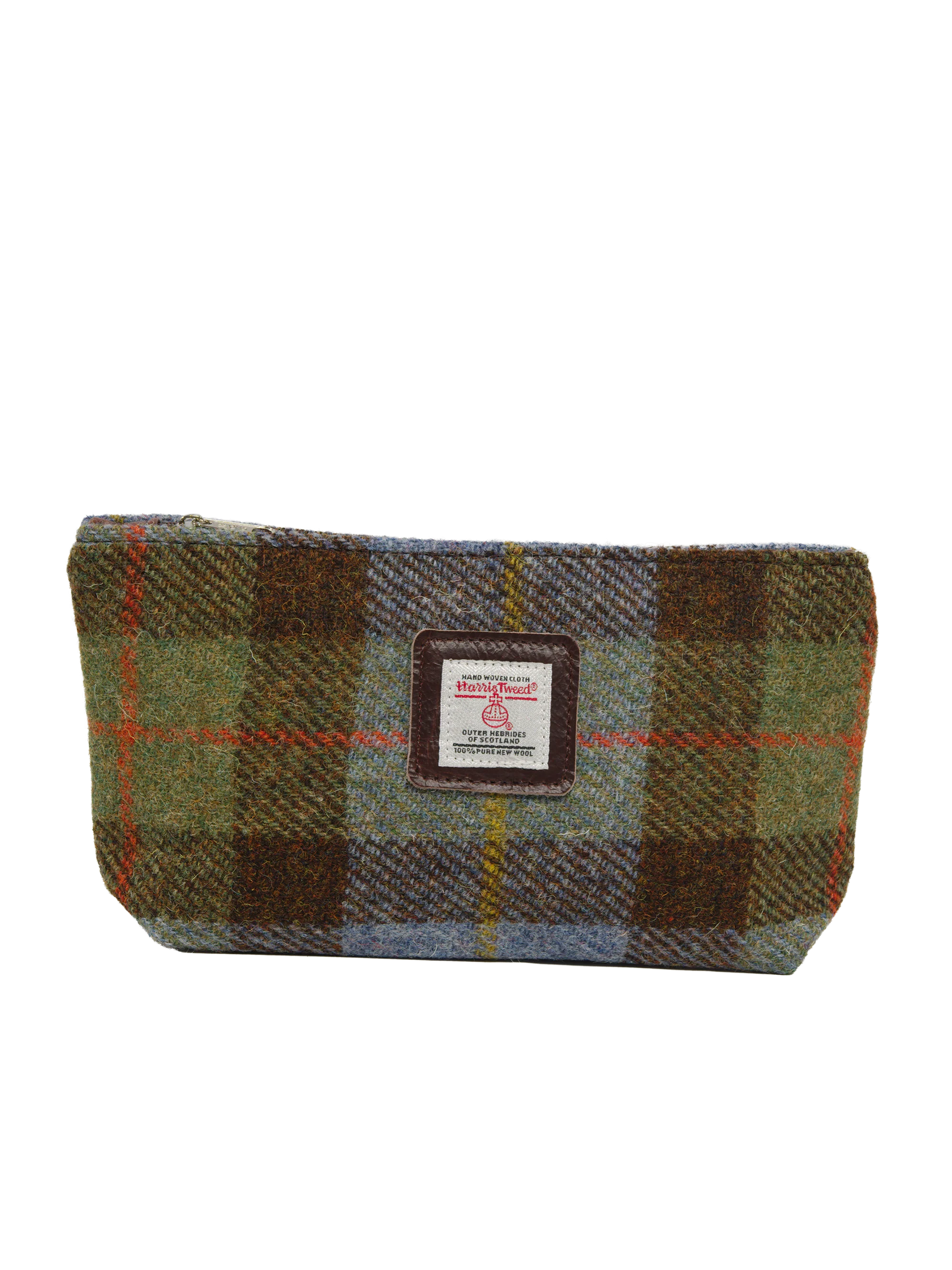 Harris Tweed Cosmetic Bag - A017 (Brown Leather)