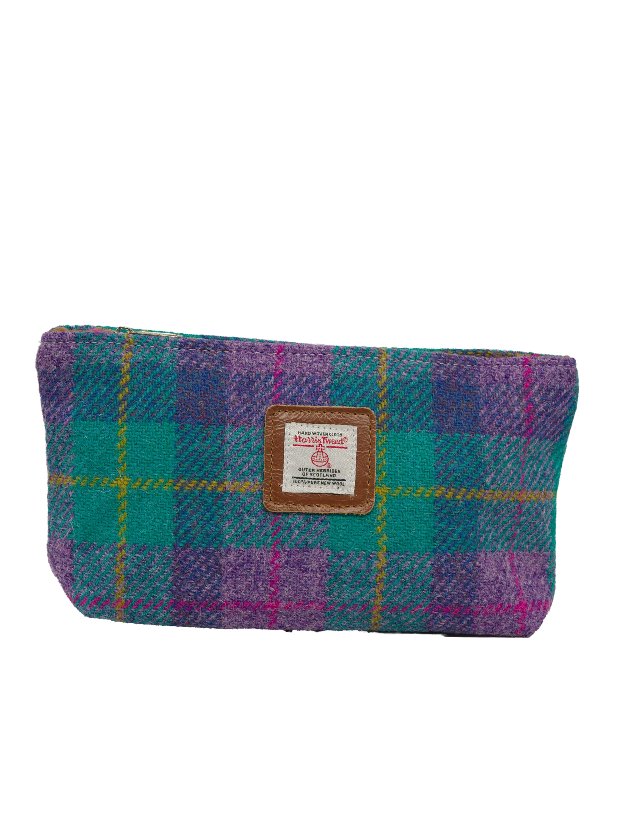 Harris Tweed Cosmetic Bag - A0222 (Tan Leather)