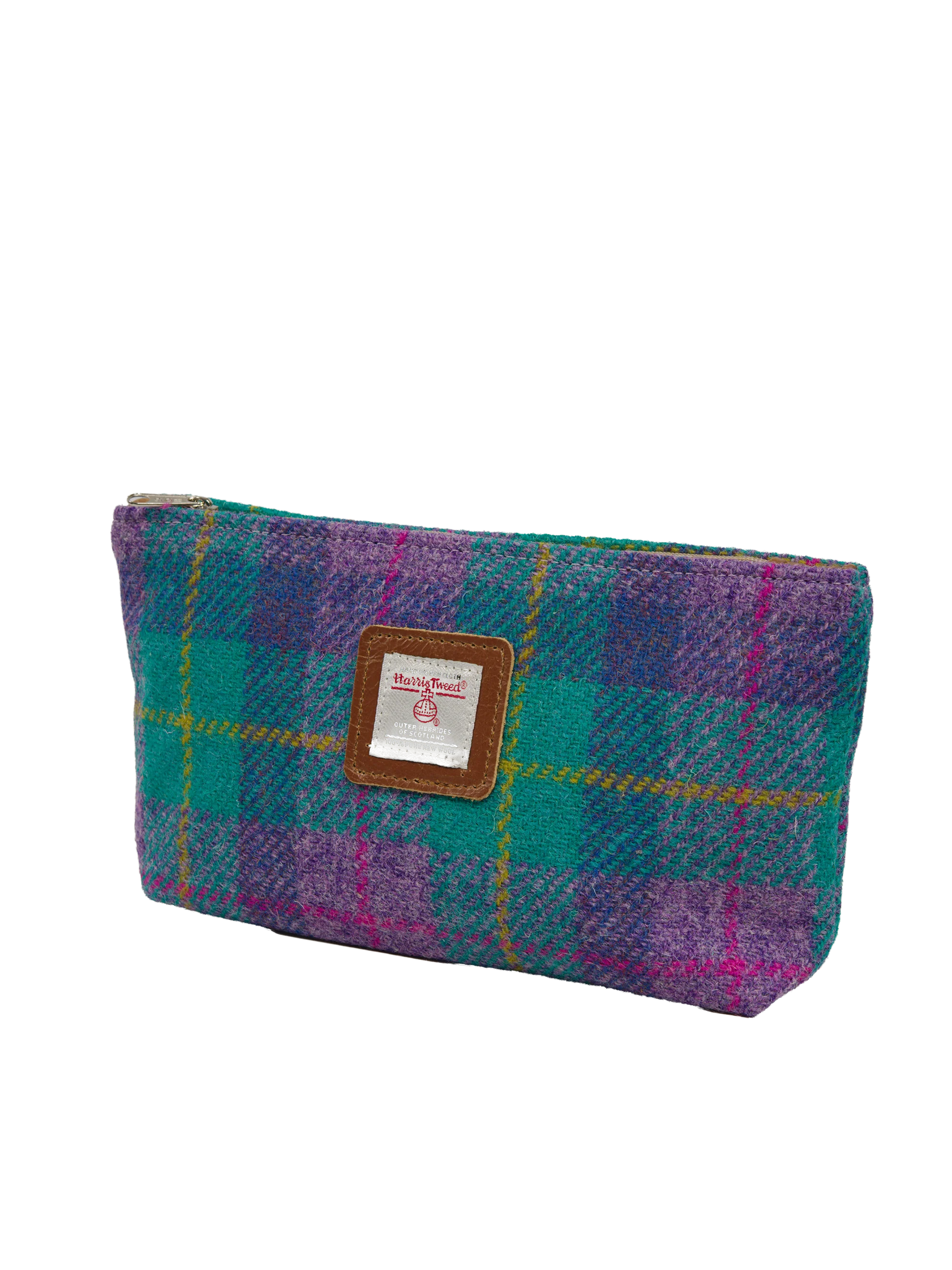 Harris Tweed Cosmetic Bag - A0222 (Tan Leather) - Image 2