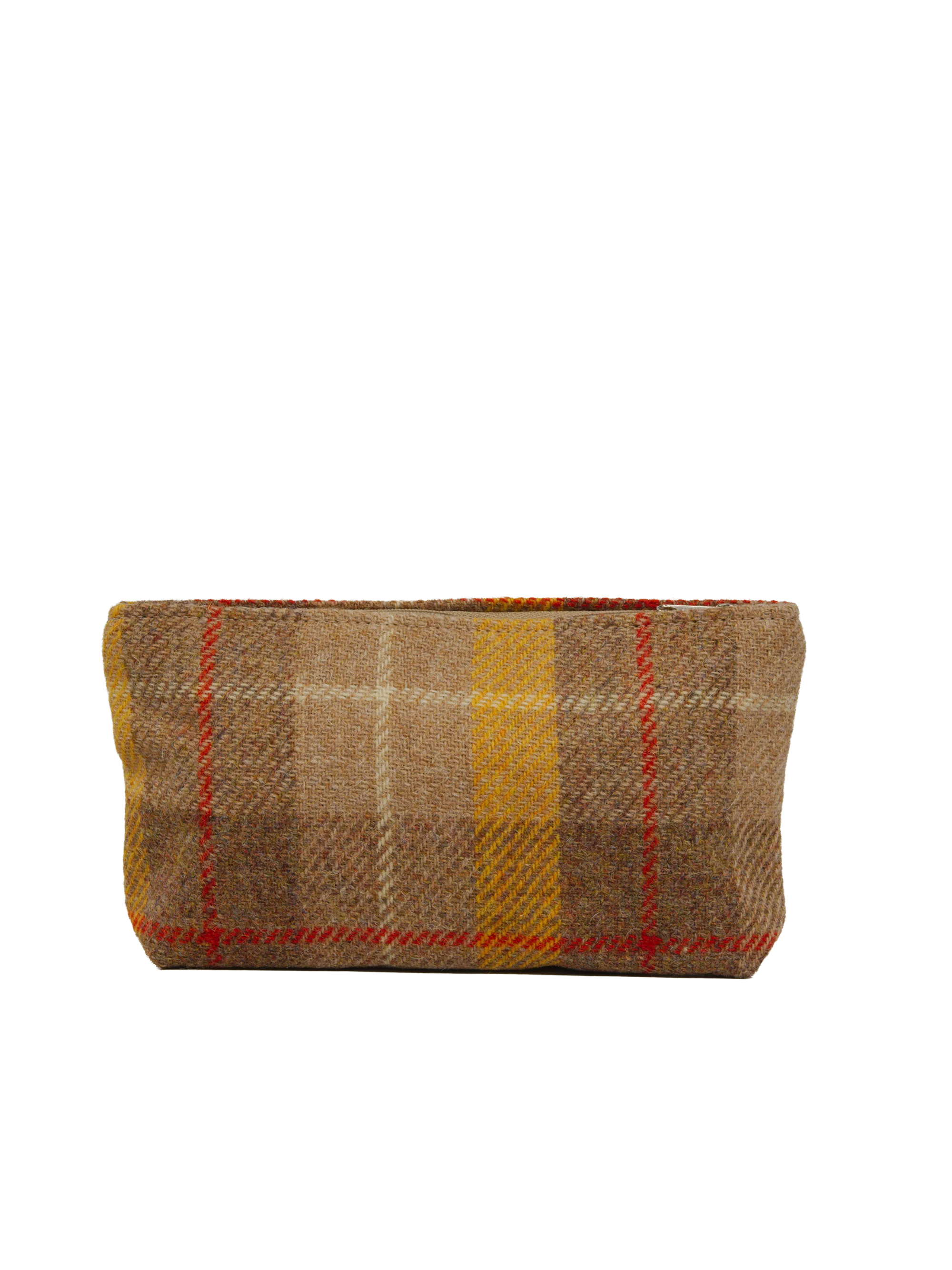 Harris Tweed Cosmetic Bag - A0230 (Tan Leather) (Small Label) - Image 3