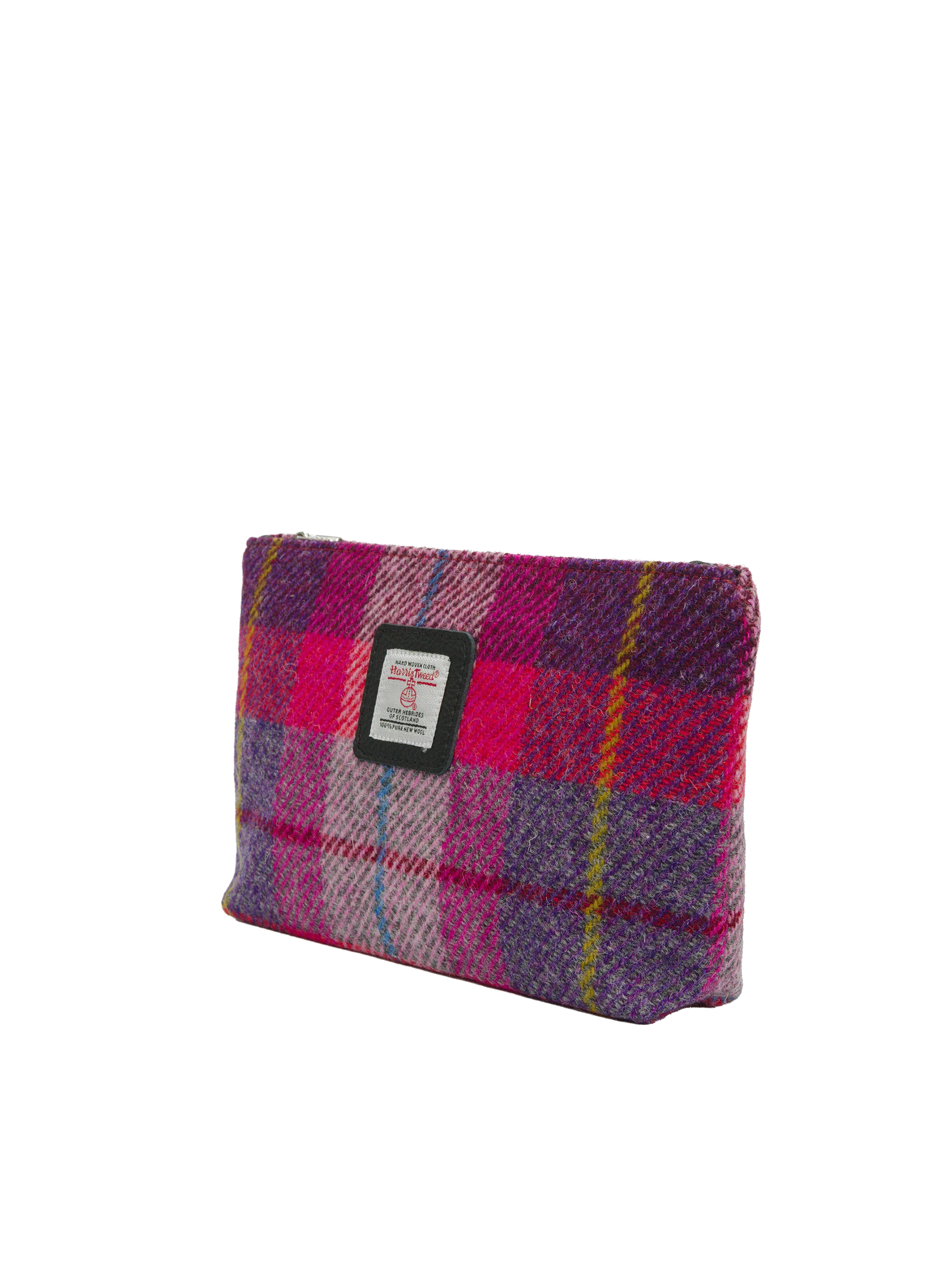 Harris Tweed Cosmetic Bag - A088 (Black Leather) - Image 2