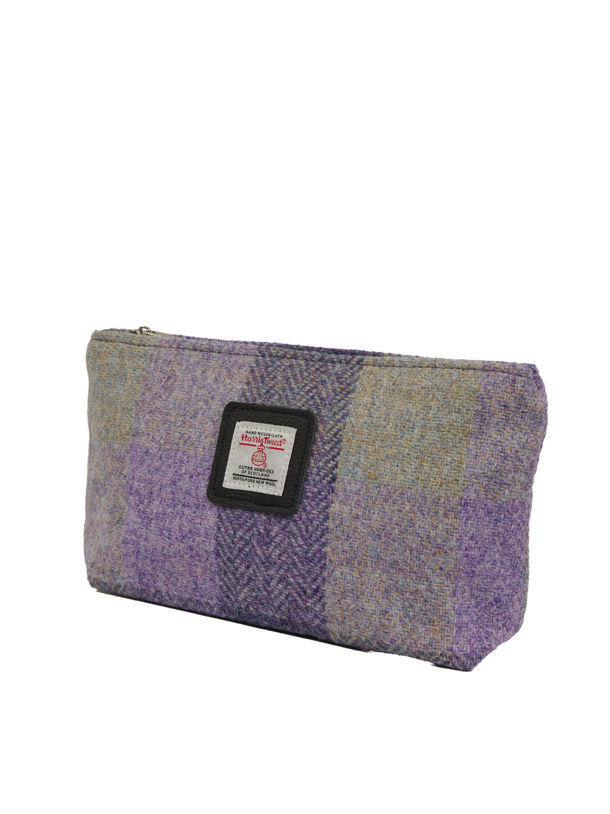 Harris Tweed Cosmetic Bag - HB156 (Black Leather) - Image 2