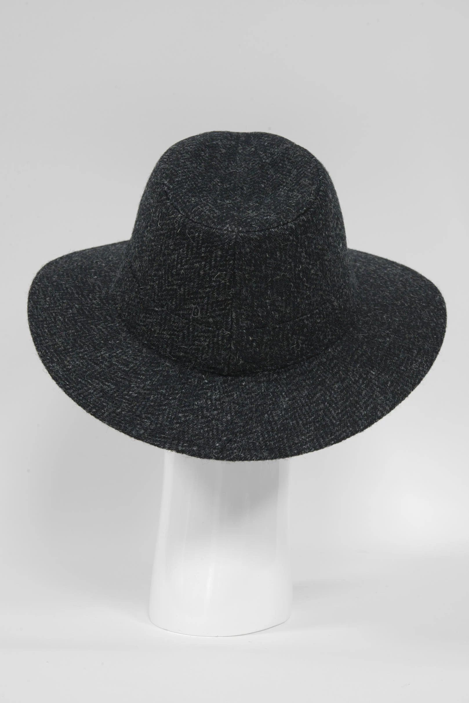 Harris Tweed Fedora Hat - Black Herringbone - Image 6