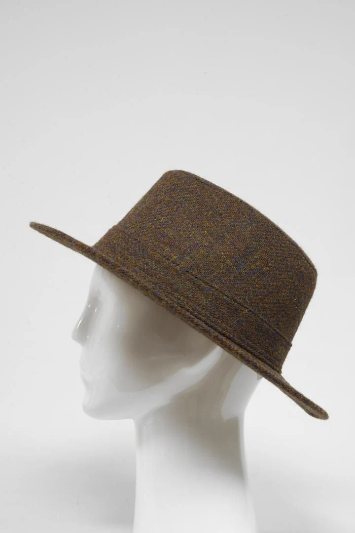 Harris Tweed Fedora Hat - Brown Mix - Image 4