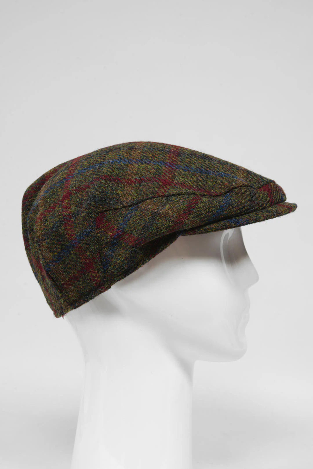 Harris Tweed Flat Cap - Green/Burgundy Multi (GA)