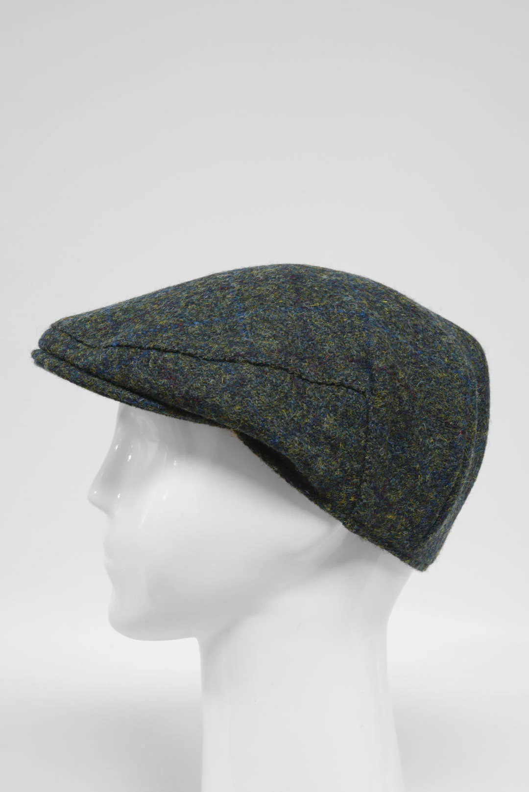 Harris Tweed Flat Cap - Green Mix Windowpane (HW) - Image 2