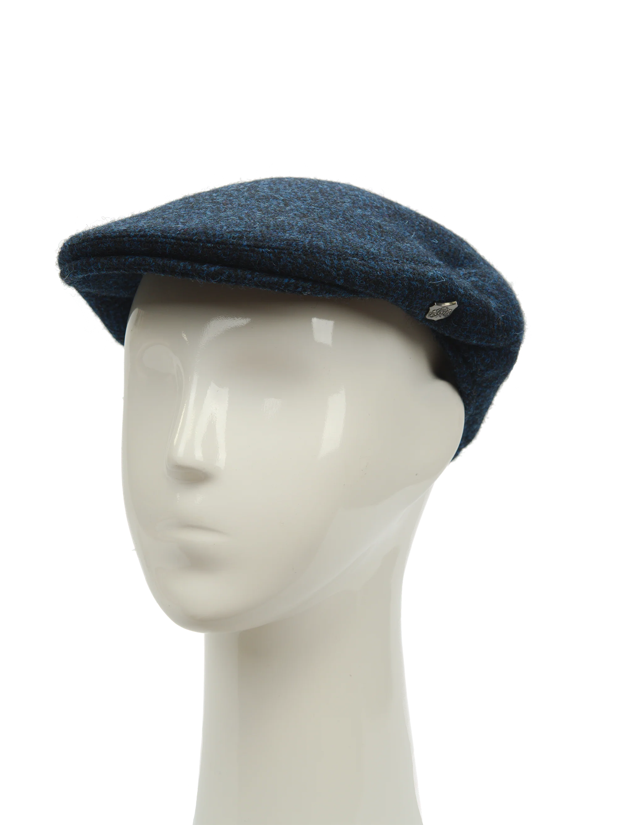 Harris Tweed Flat Cap - Navy Herringbone (FW3302) - Image 3