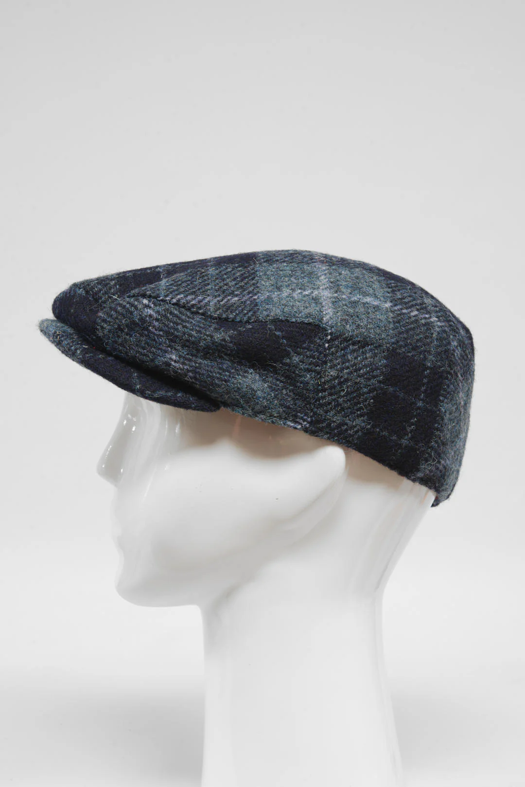 Harris Tweed Flat Cap - Navy/Blue Check (GA) - Image 4