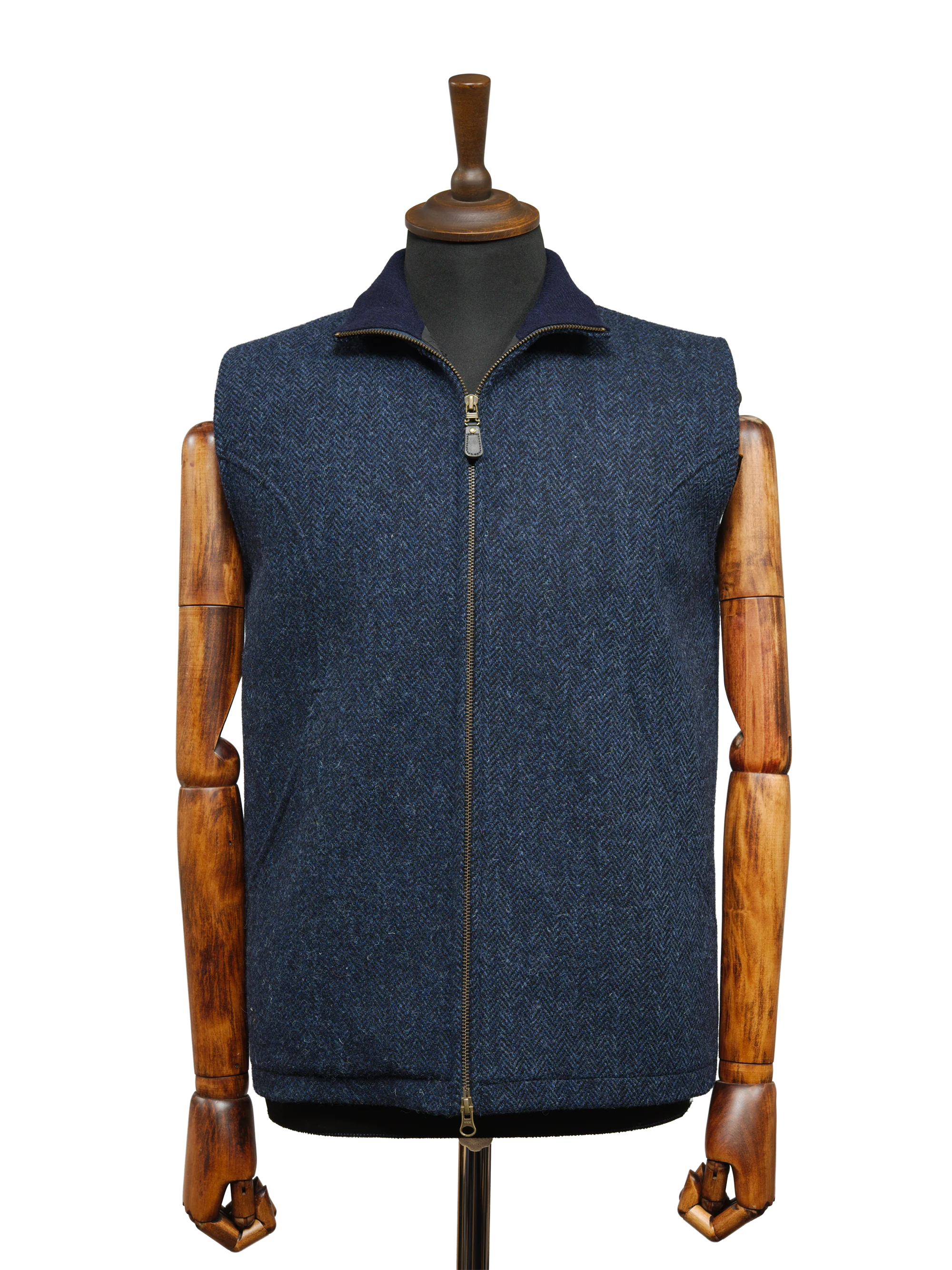 Harris Tweed Gilet - Navy Herringbone