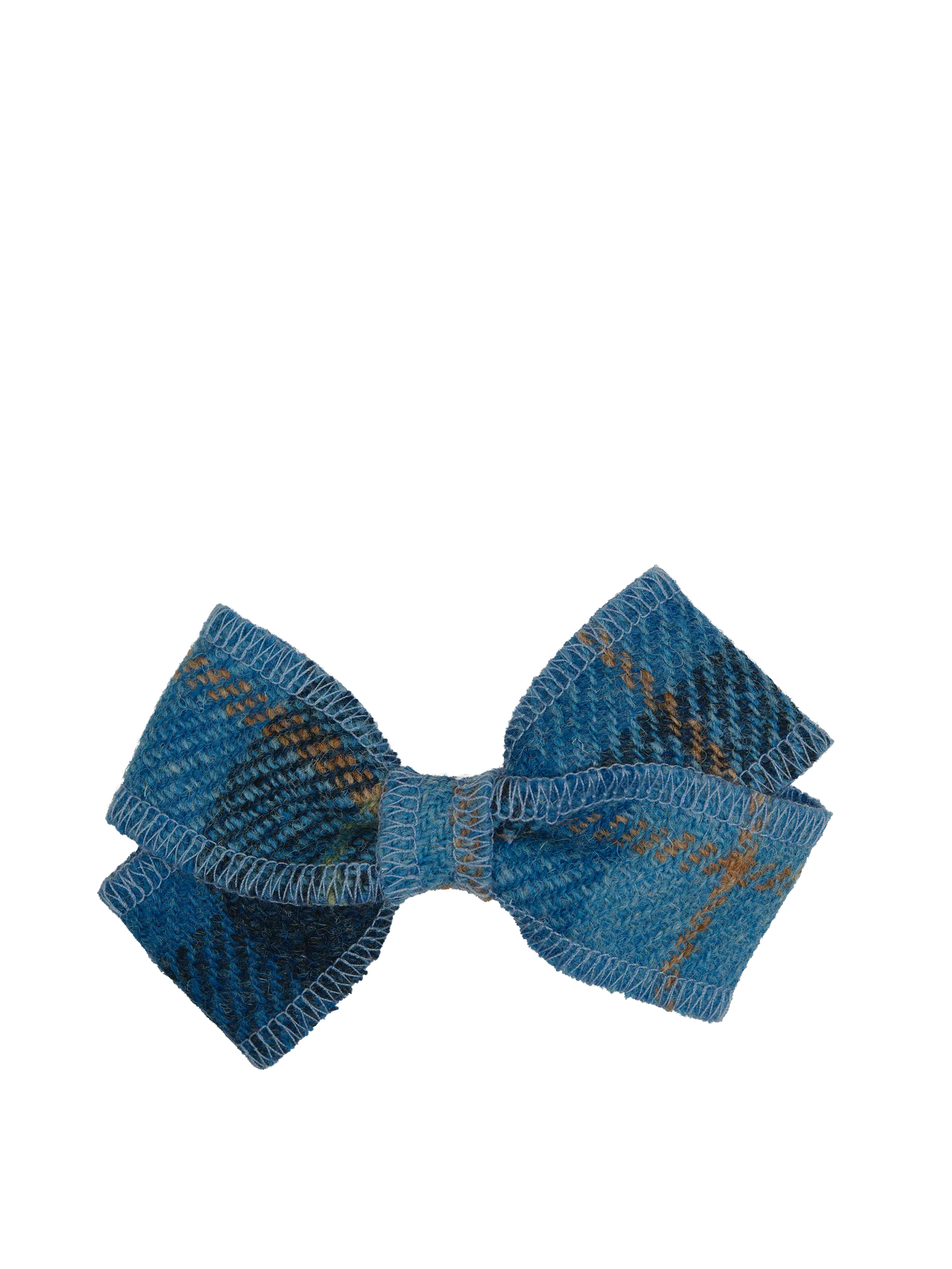 Harris Tweed Hair Clip Bow - Blue with Overcheck