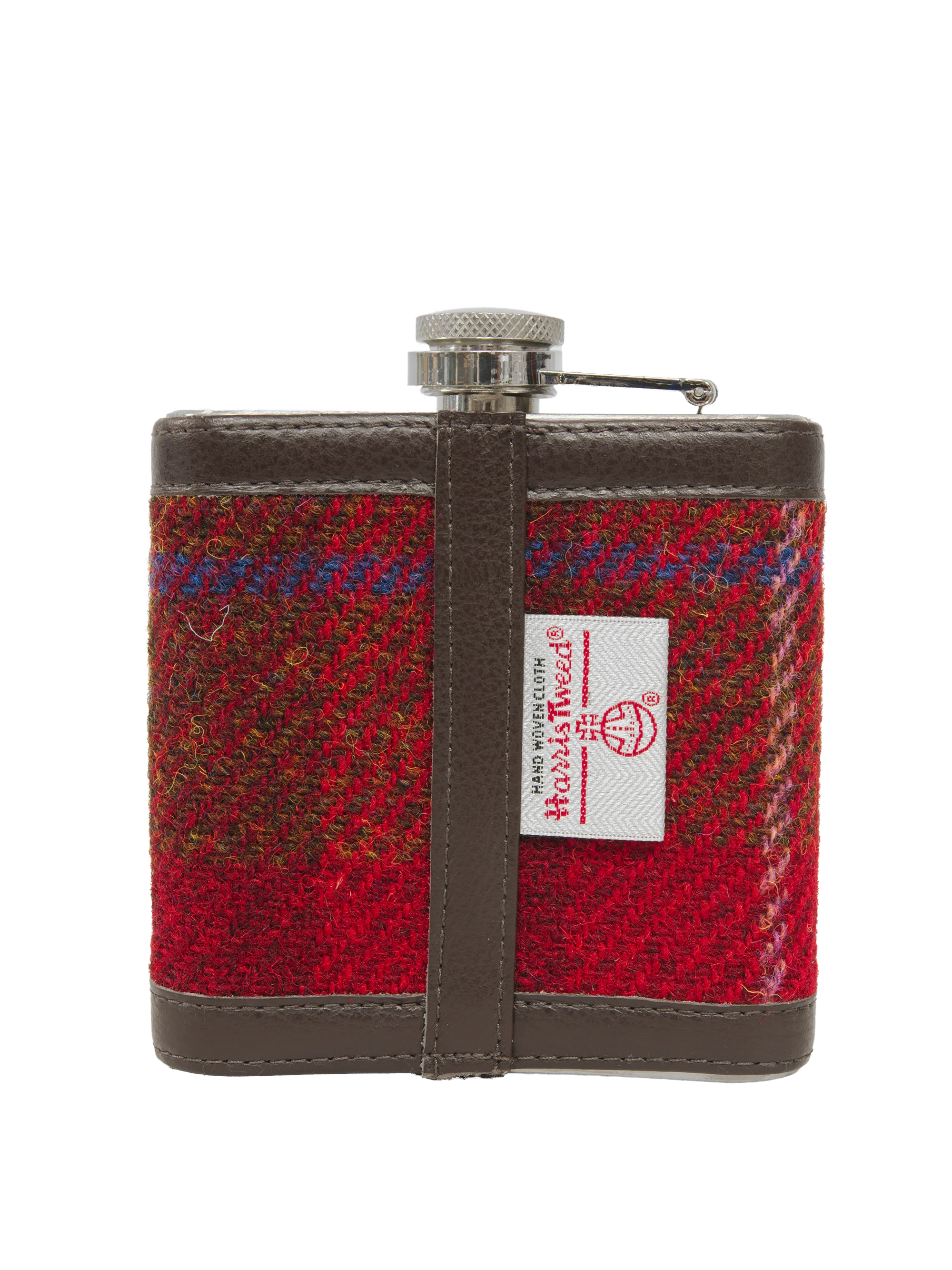 Harris Tweed Hip Flask - A001 Brown Leather - Image 3
