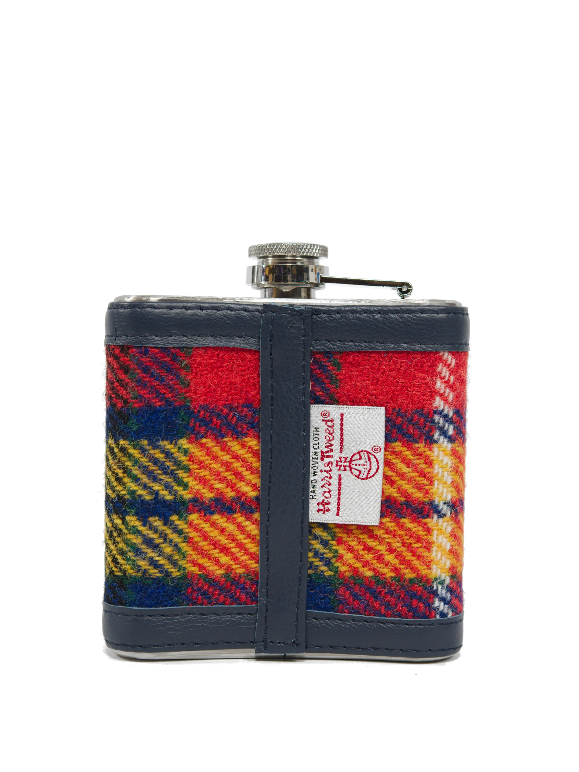 Harris Tweed Hip Flask - A0170 (Navy Leather) - Image 2