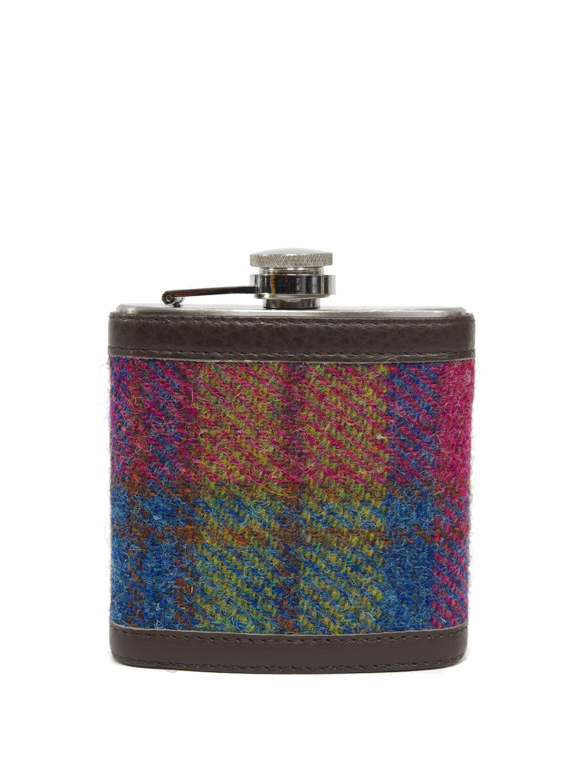 Harris Tweed Hip Flask - A0195 (Brown Leather)