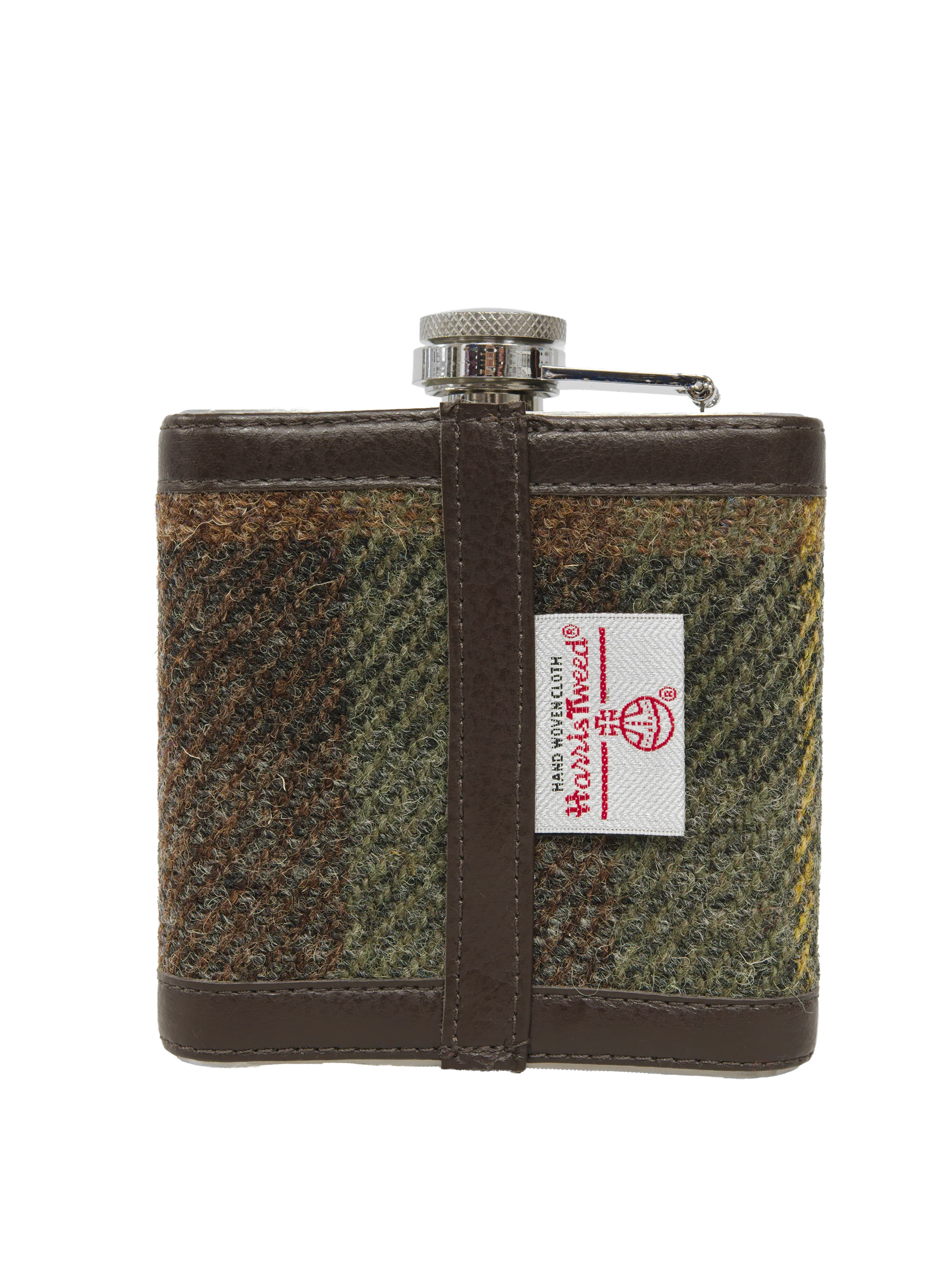 Harris Tweed Hip Flask - A086 Brown Leather - Image 3