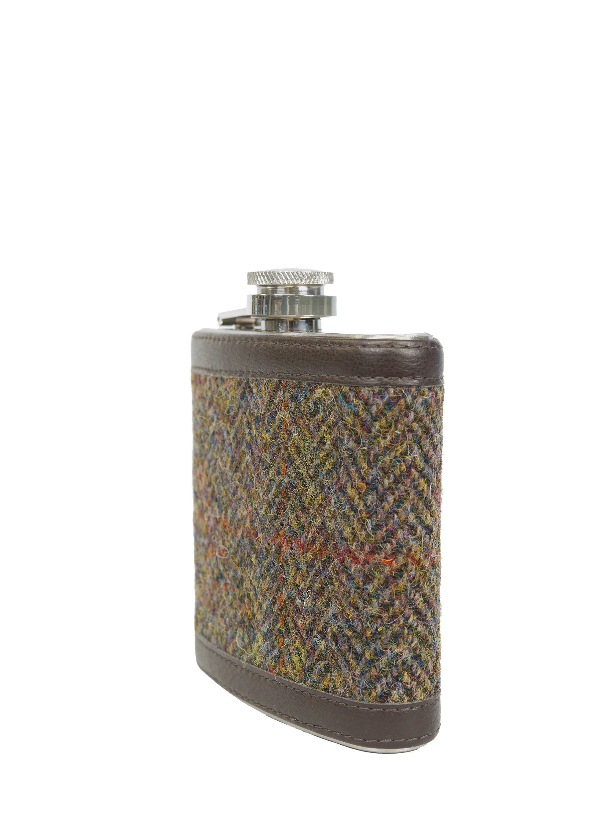 Harris Tweed Hip Flask - HB40 (Brown Leather) - Image 2