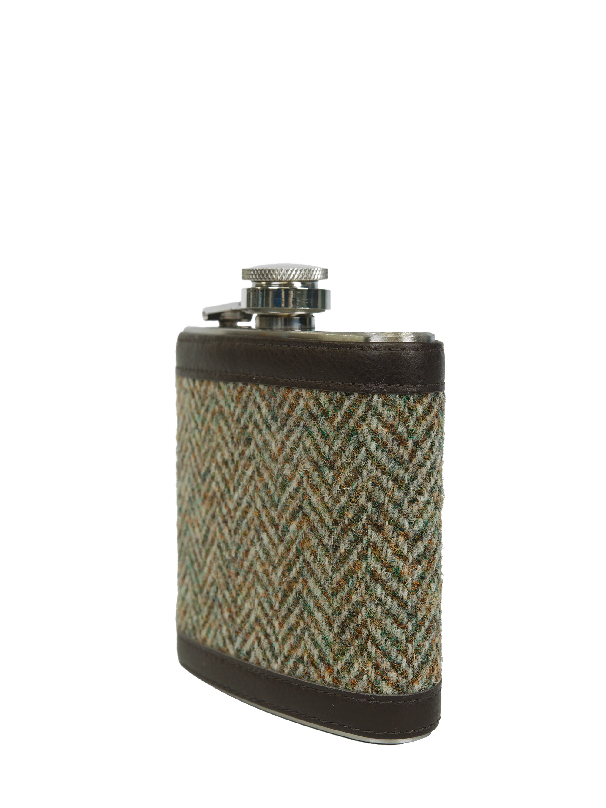 Harris Tweed Hip Flask - HB52 (Brown Leather) - Image 2