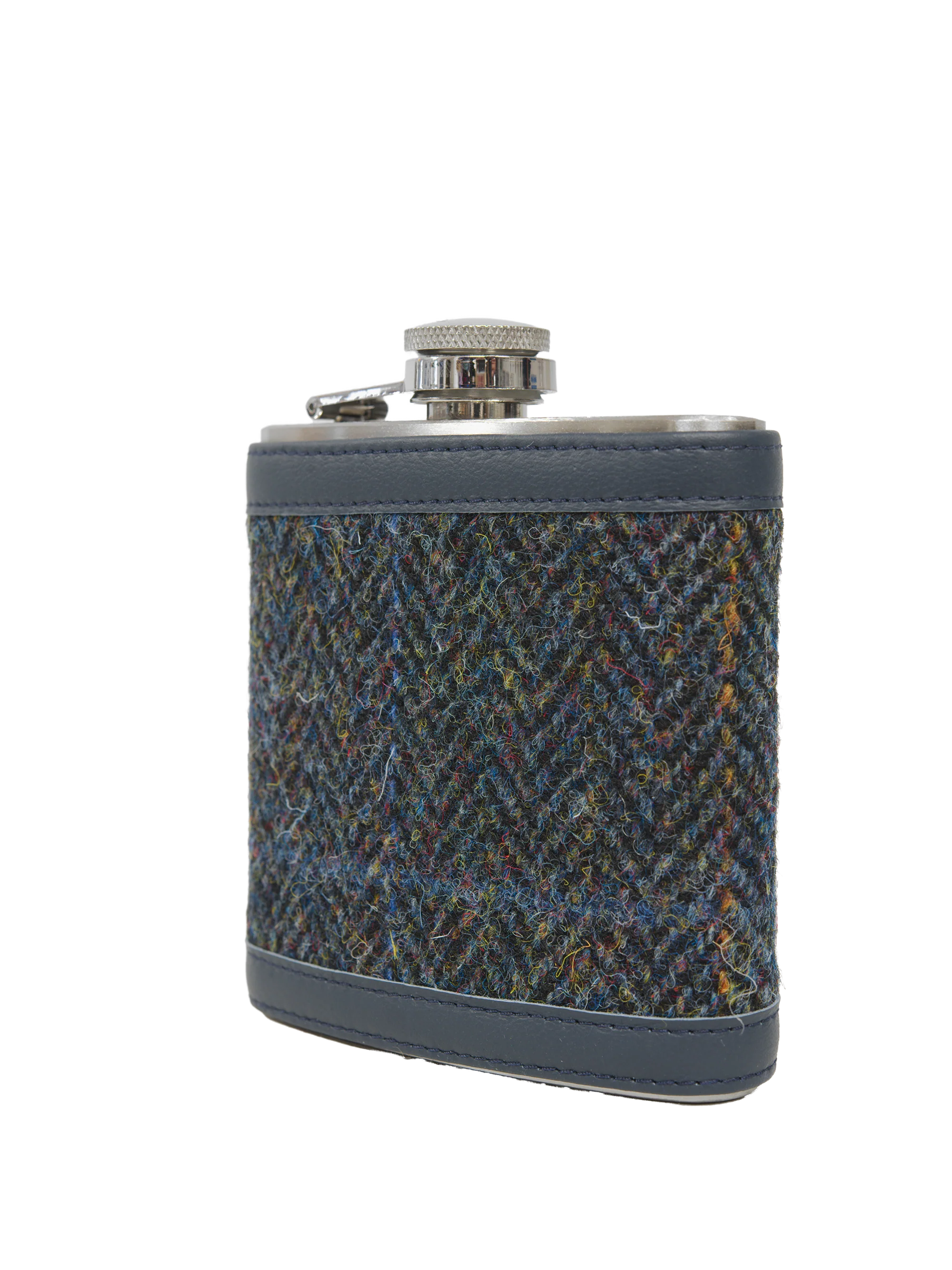 Harris Tweed Hip Flask - HB80 (Navy Leather) - Image 2