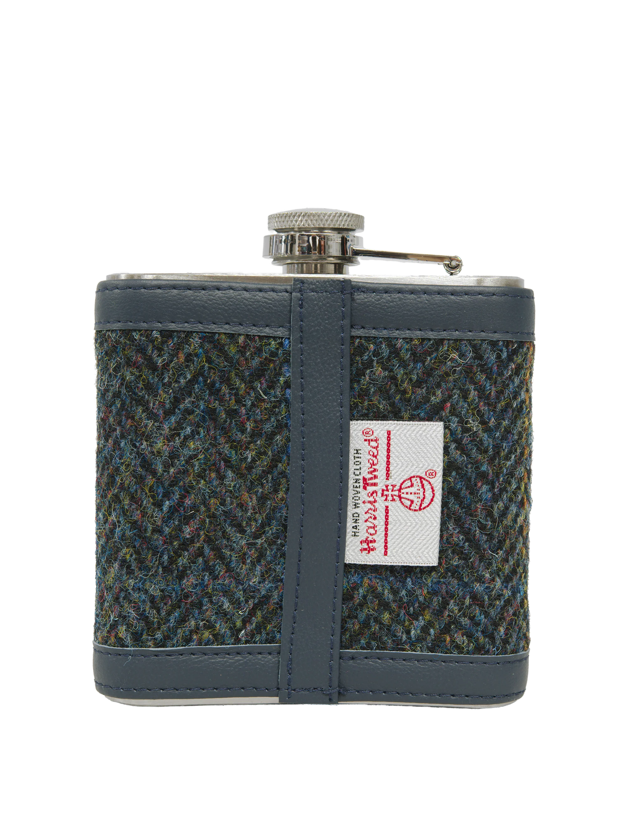 Harris Tweed Hip Flask - HB80 (Navy Leather) - Image 3