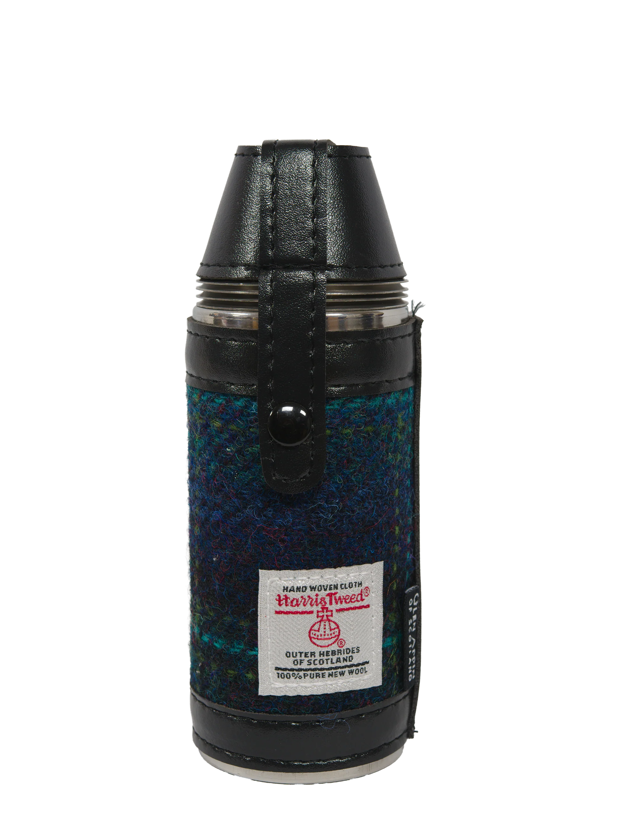 Harris Tweed Hunting Flask - Blue w/ Turquoise OC - Image 2