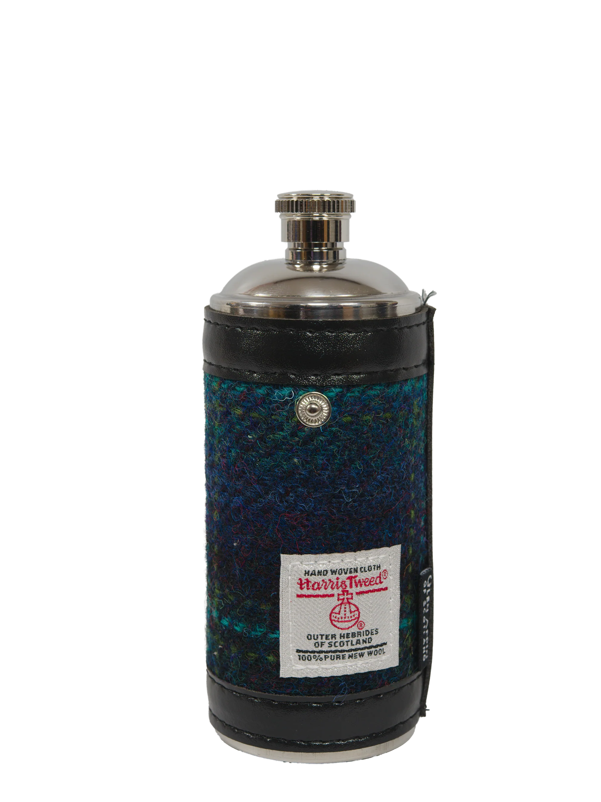Harris Tweed Hunting Flask - Blue w/ Turquoise OC - Image 3