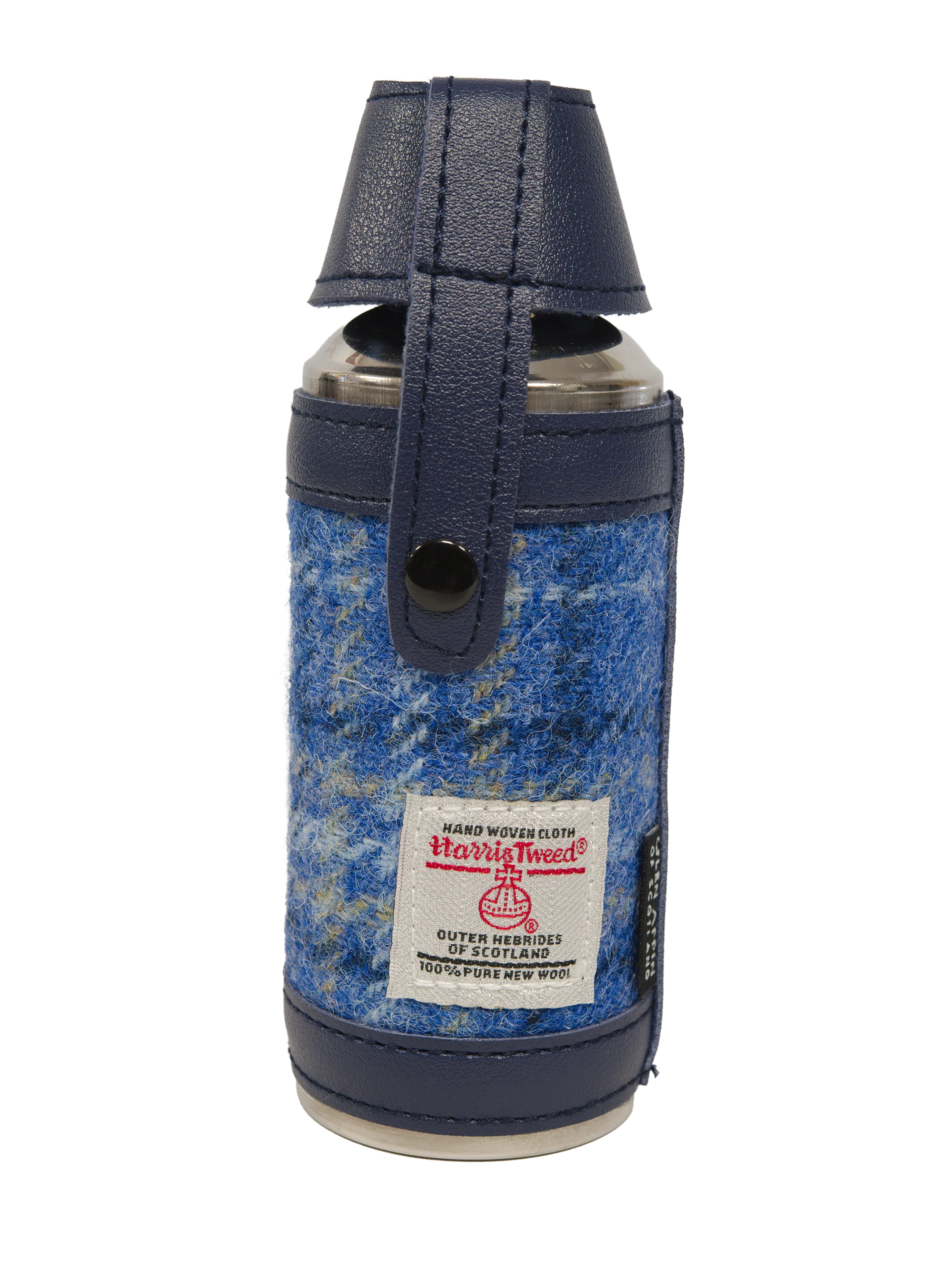 Harris Tweed Hunting Flask - Blue With Cream OC - Image 2