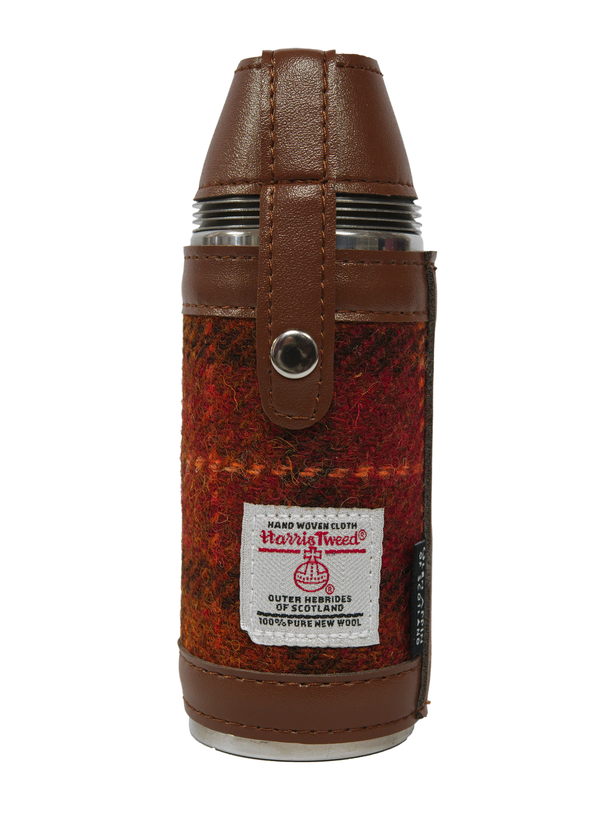 Harris Tweed Hunting Flask - Brown Orange Check - Image 2