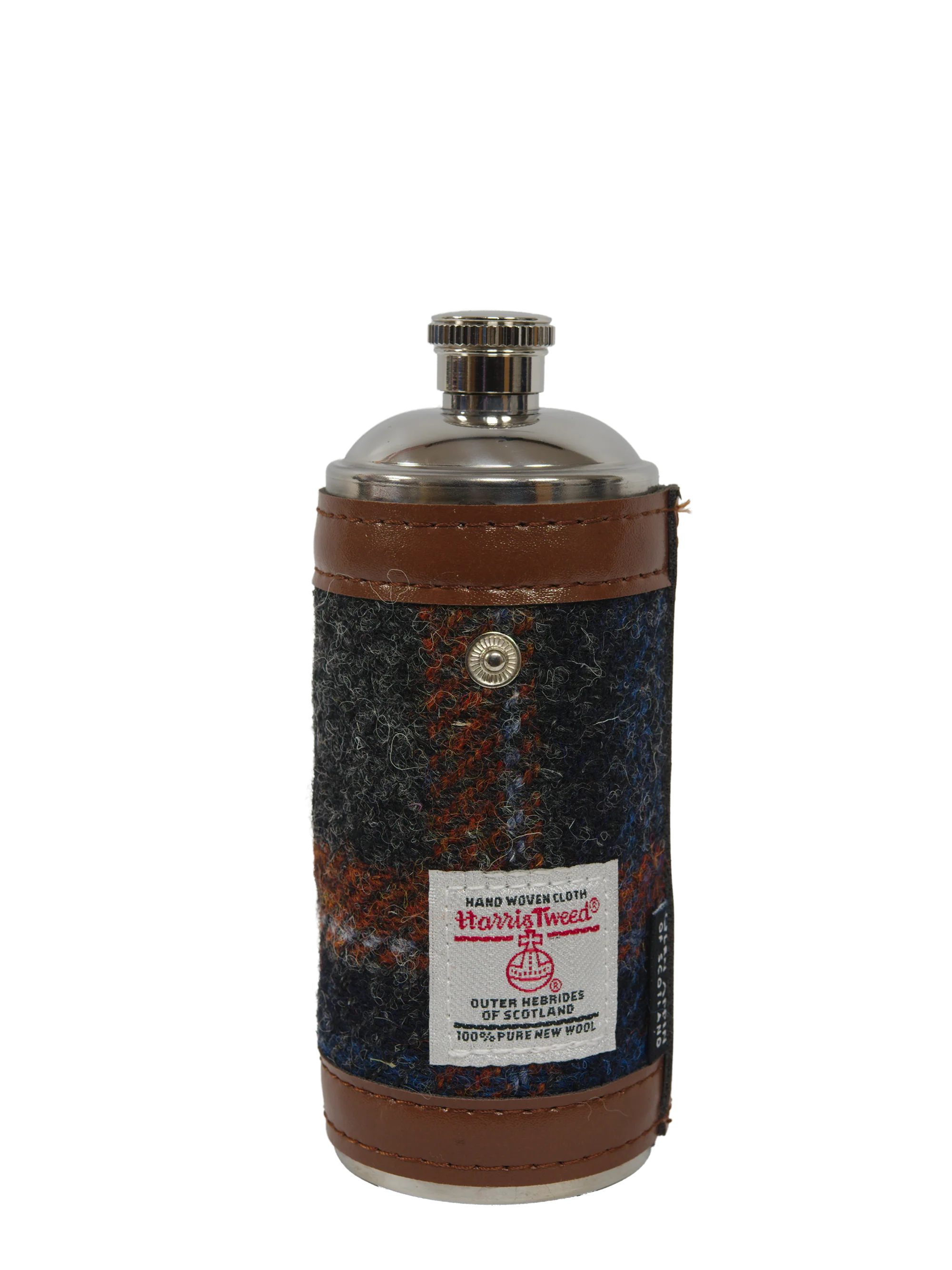Harris Tweed Hunting Flask - Grey/Rust OC - Image 3