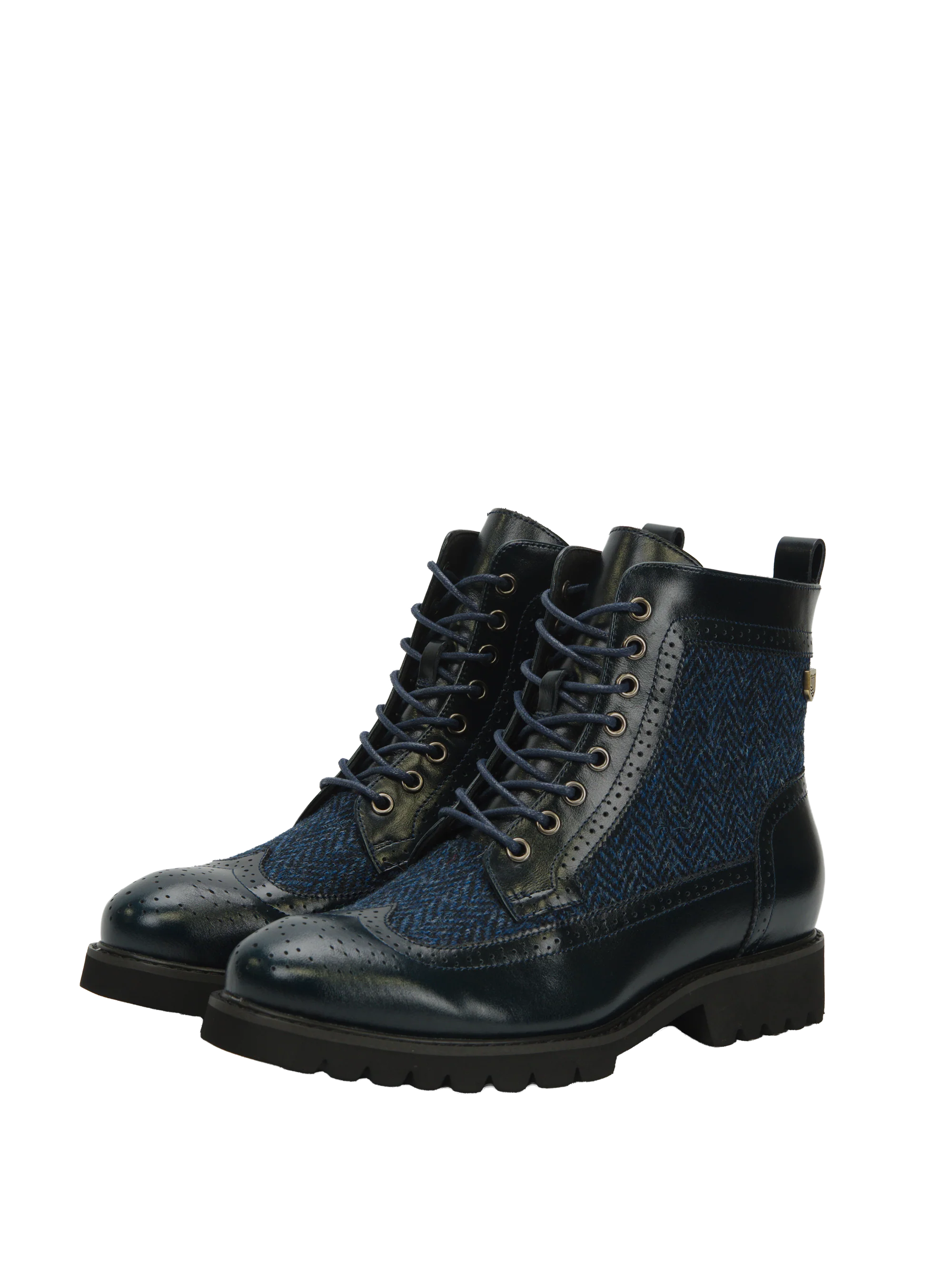 Harris Tweed Huntress Boots - Navy Herringbone