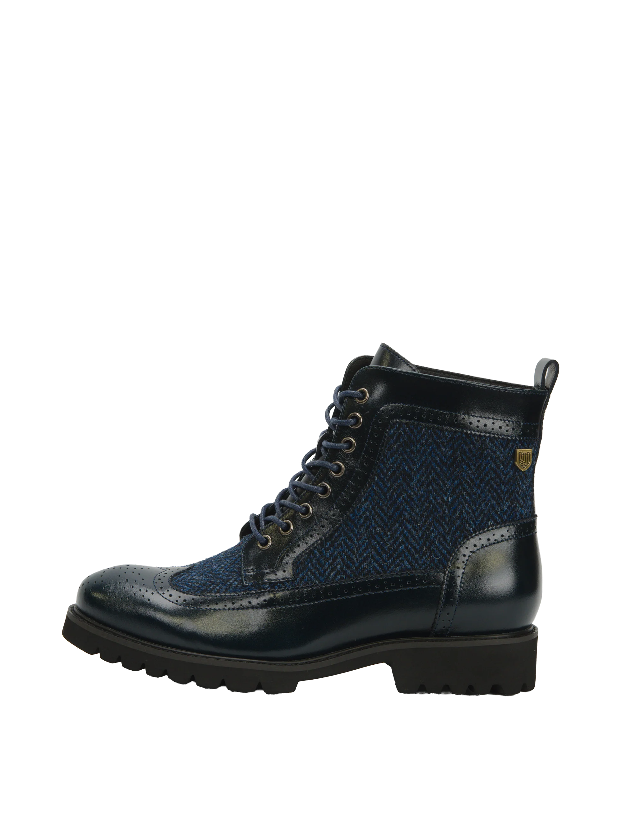 Harris Tweed Huntress Boots - Navy Herringbone - Image 2