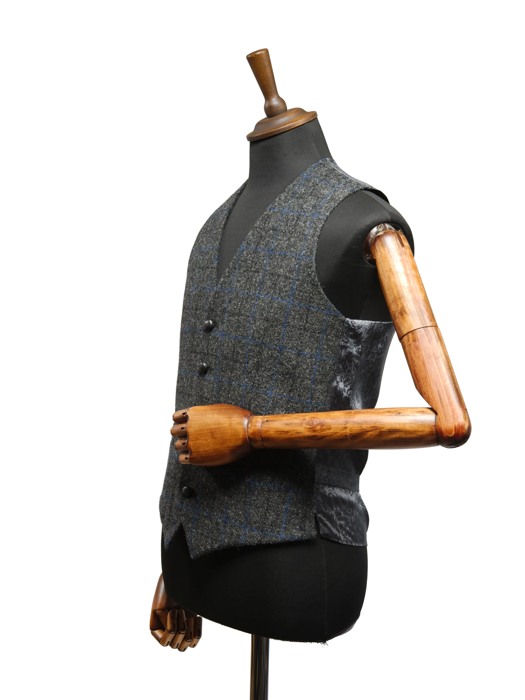 Harris Tweed Iain Waistcoat - Grey Windowpane - Image 3