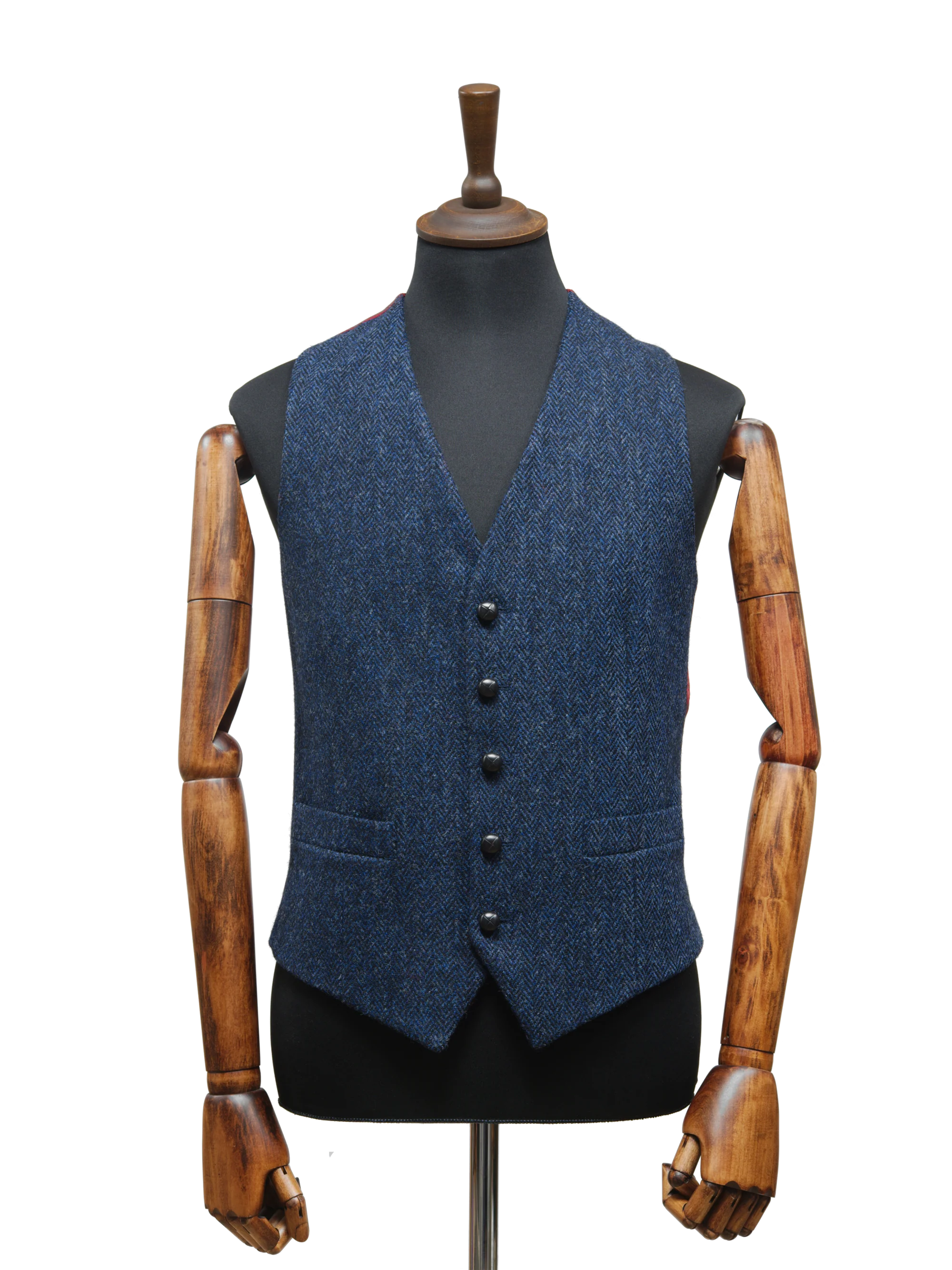 Harris Tweed Iain Waistcoat - Navy Herringbone