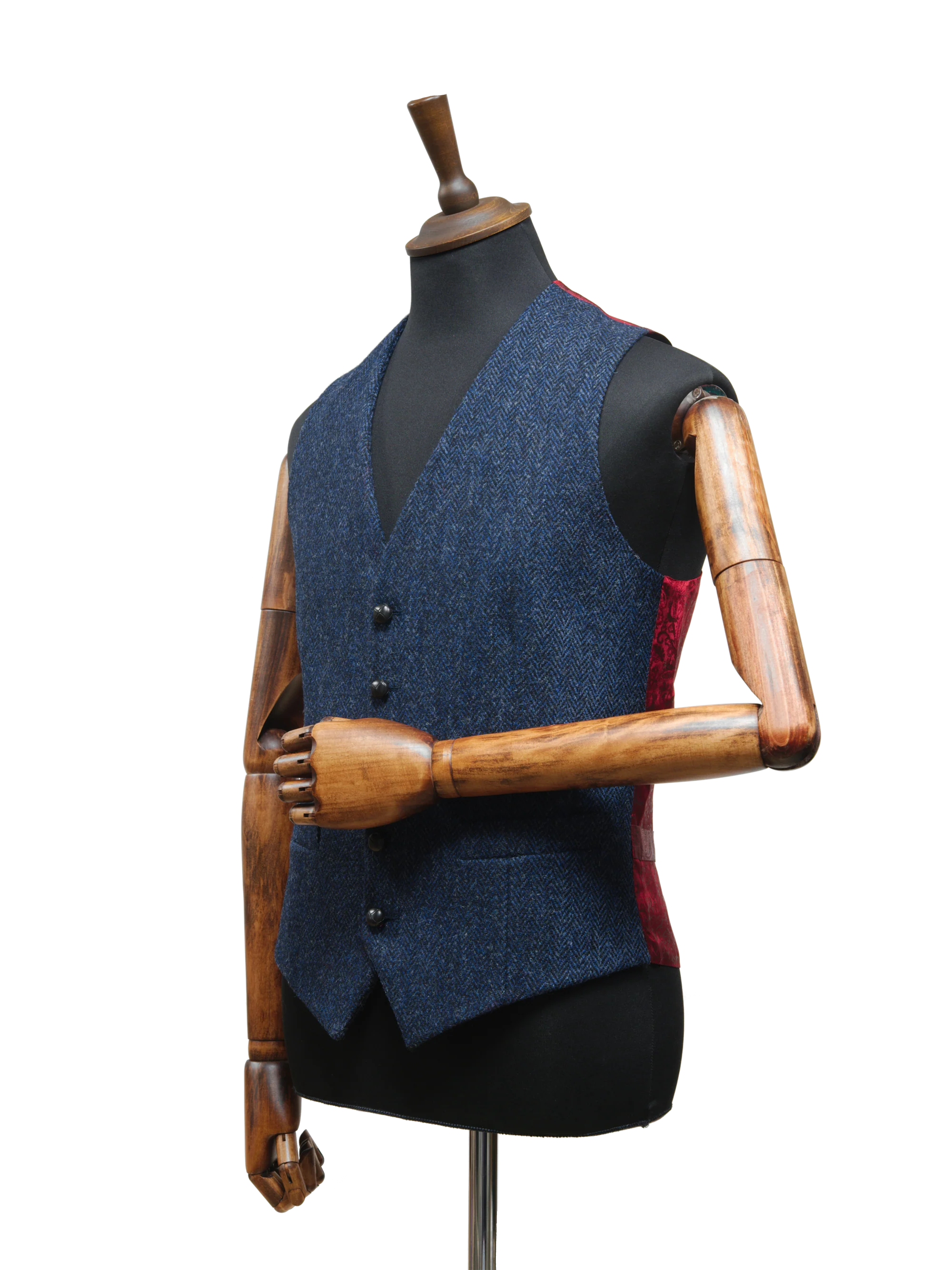Harris Tweed Iain Waistcoat - Navy Herringbone - Image 2