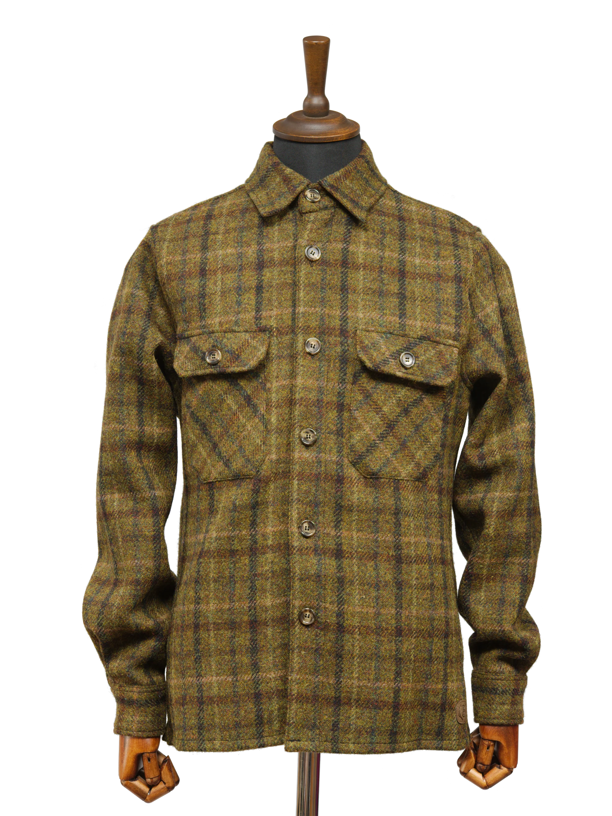 Harris Tweed Jack Overshirt - Olive/Green Multi