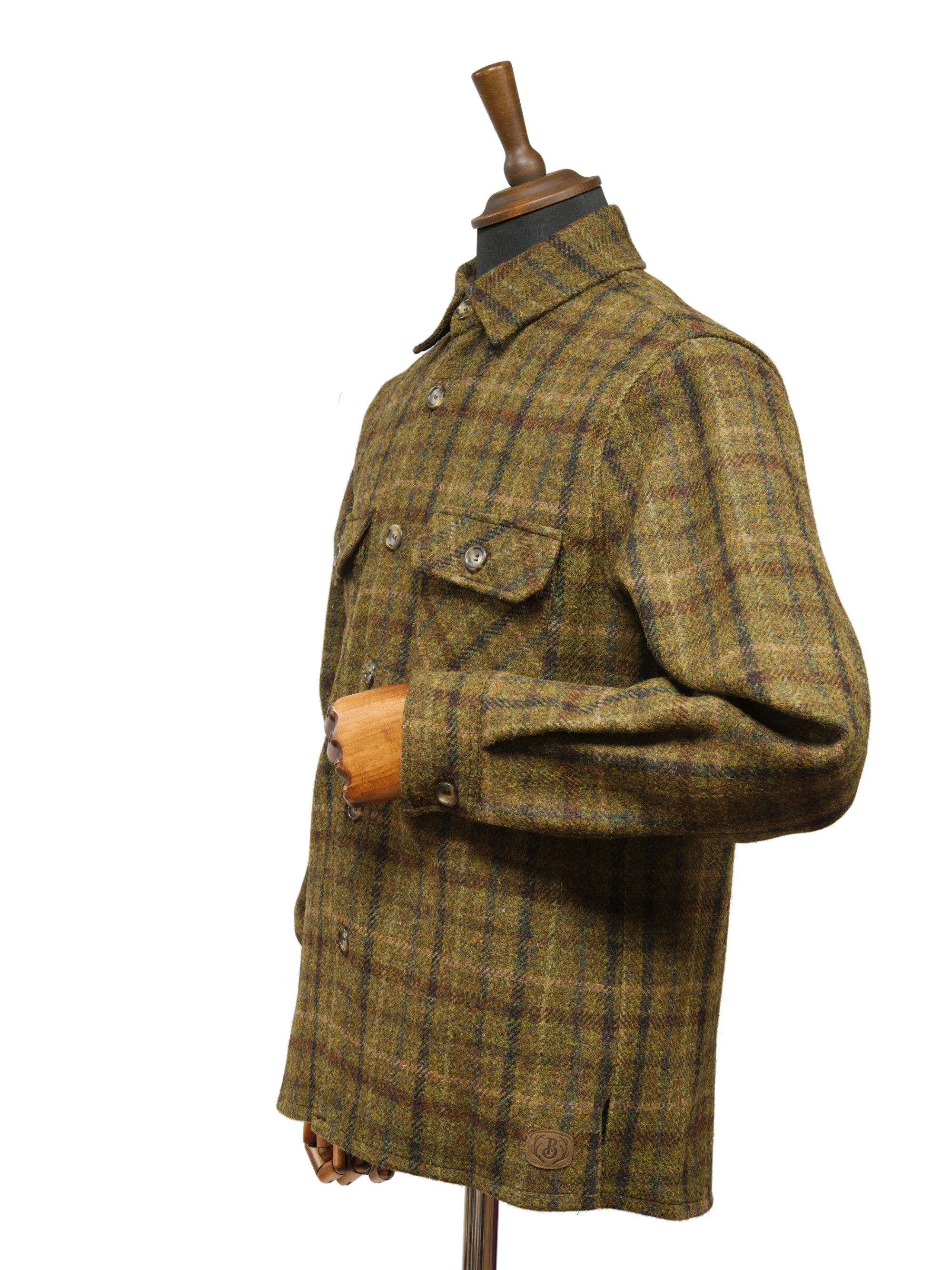 Harris Tweed Jack Overshirt - Olive/Green Multi - Image 2