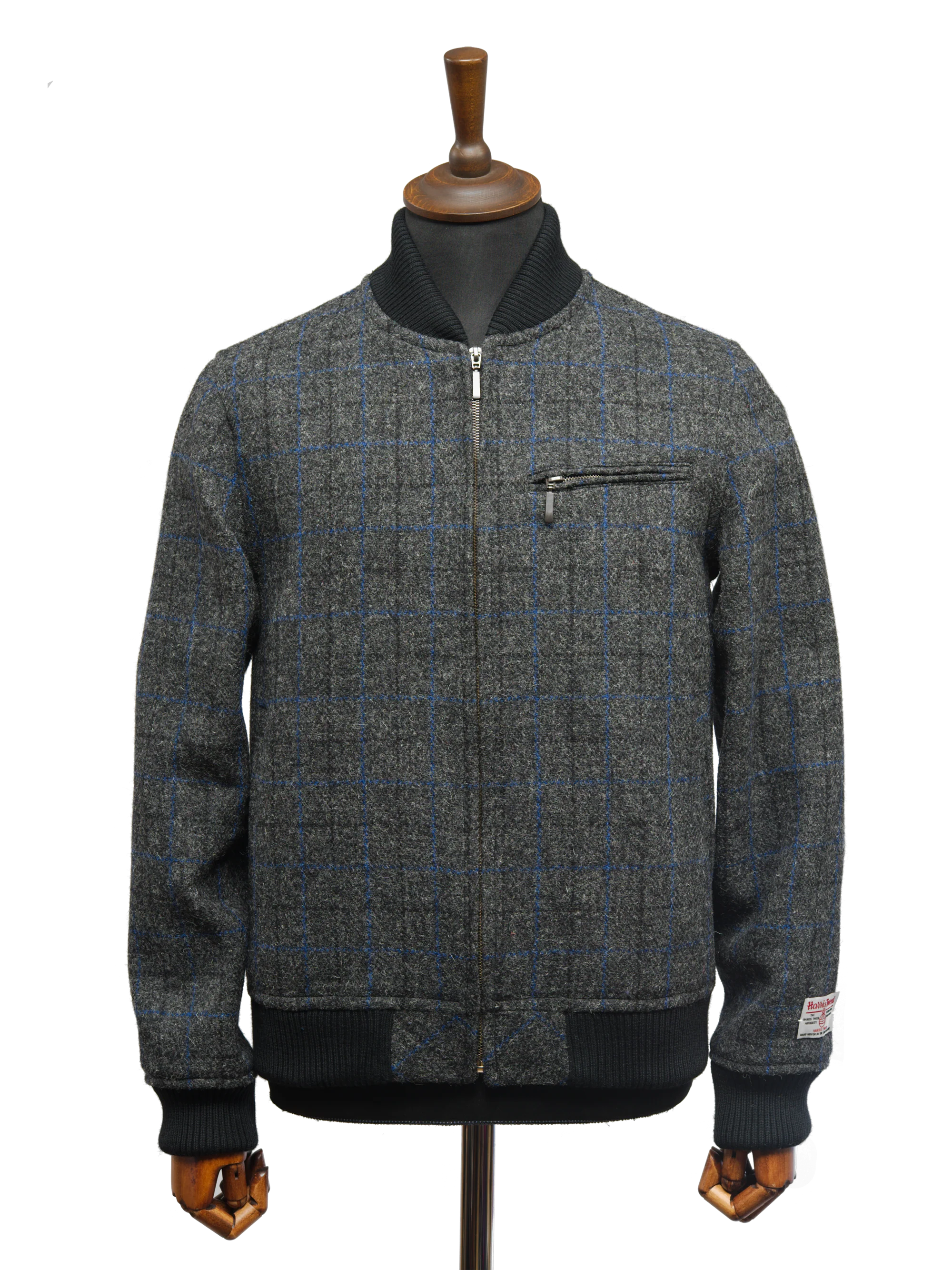 Harris Tweed Joe Baseball Jacket - Grey Windowpane
