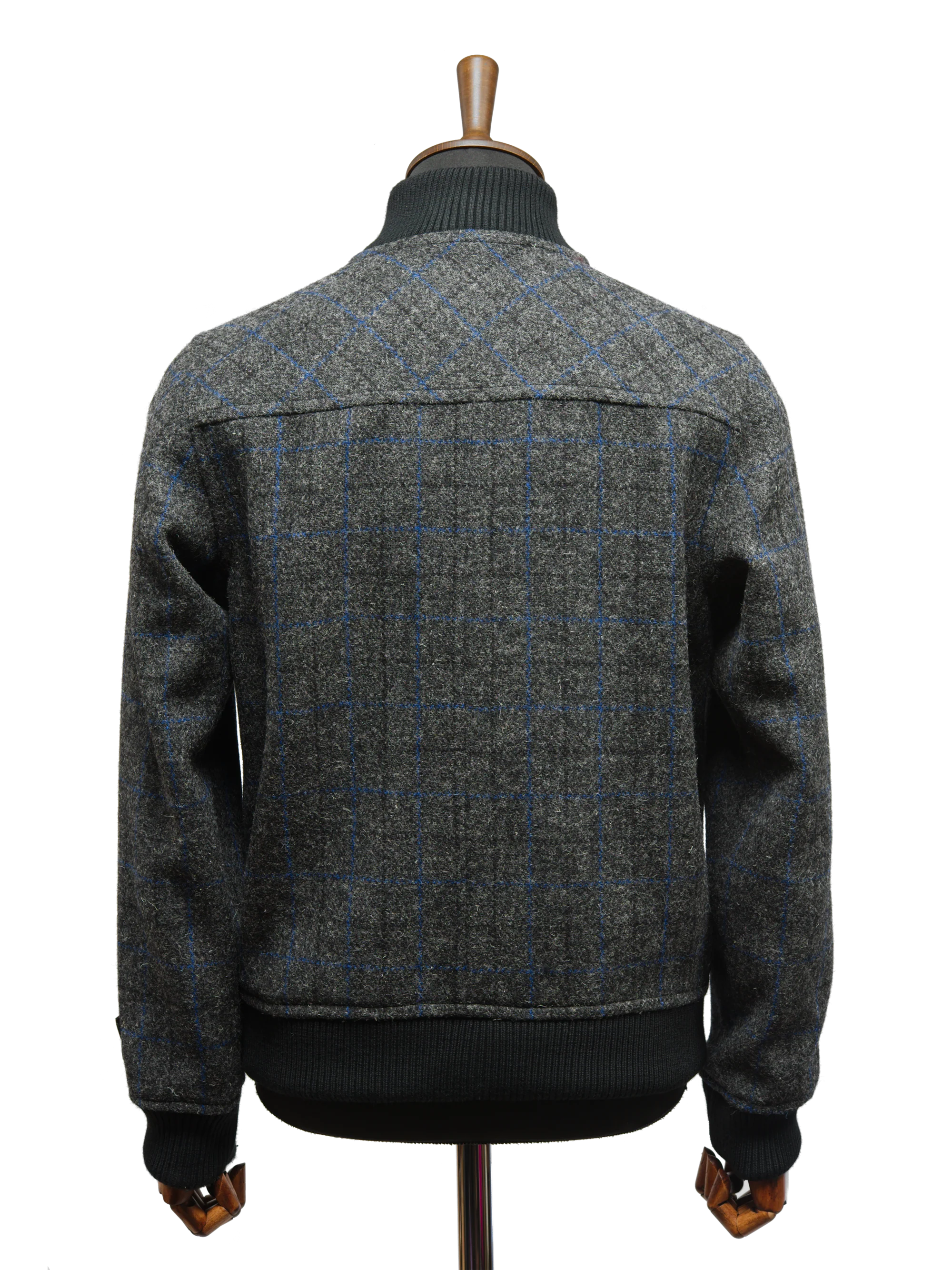 Harris Tweed Joe Baseball Jacket - Grey Windowpane - Image 4