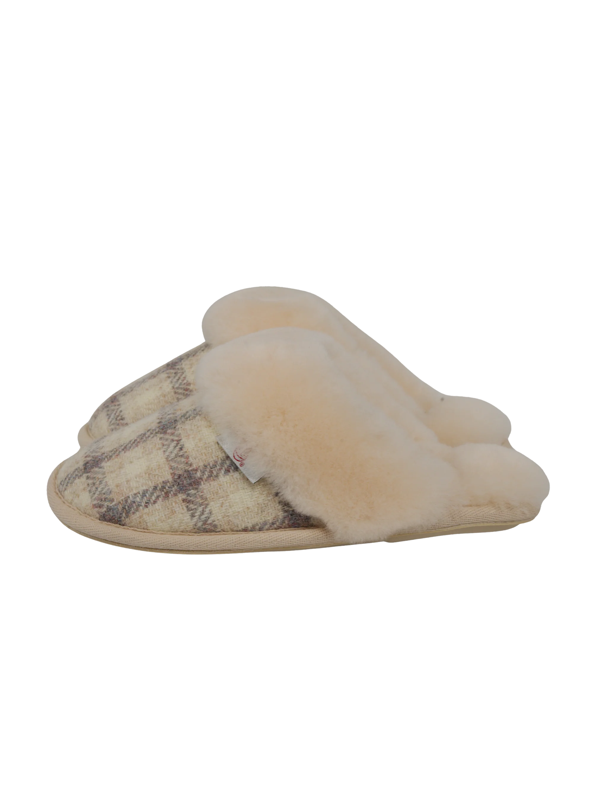 Harris Tweed Kate Slippers - Cream Check - Image 2