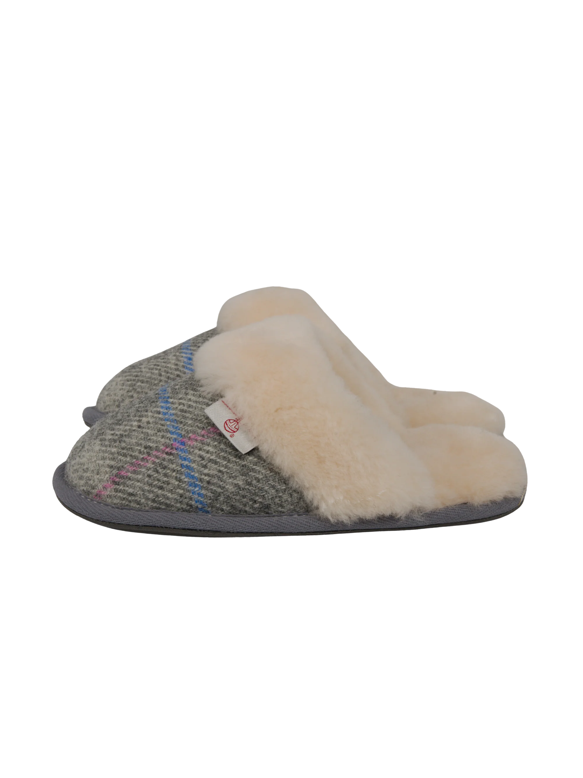Harris Tweed Kate Slippers - Grey/Pink Check - Image 2