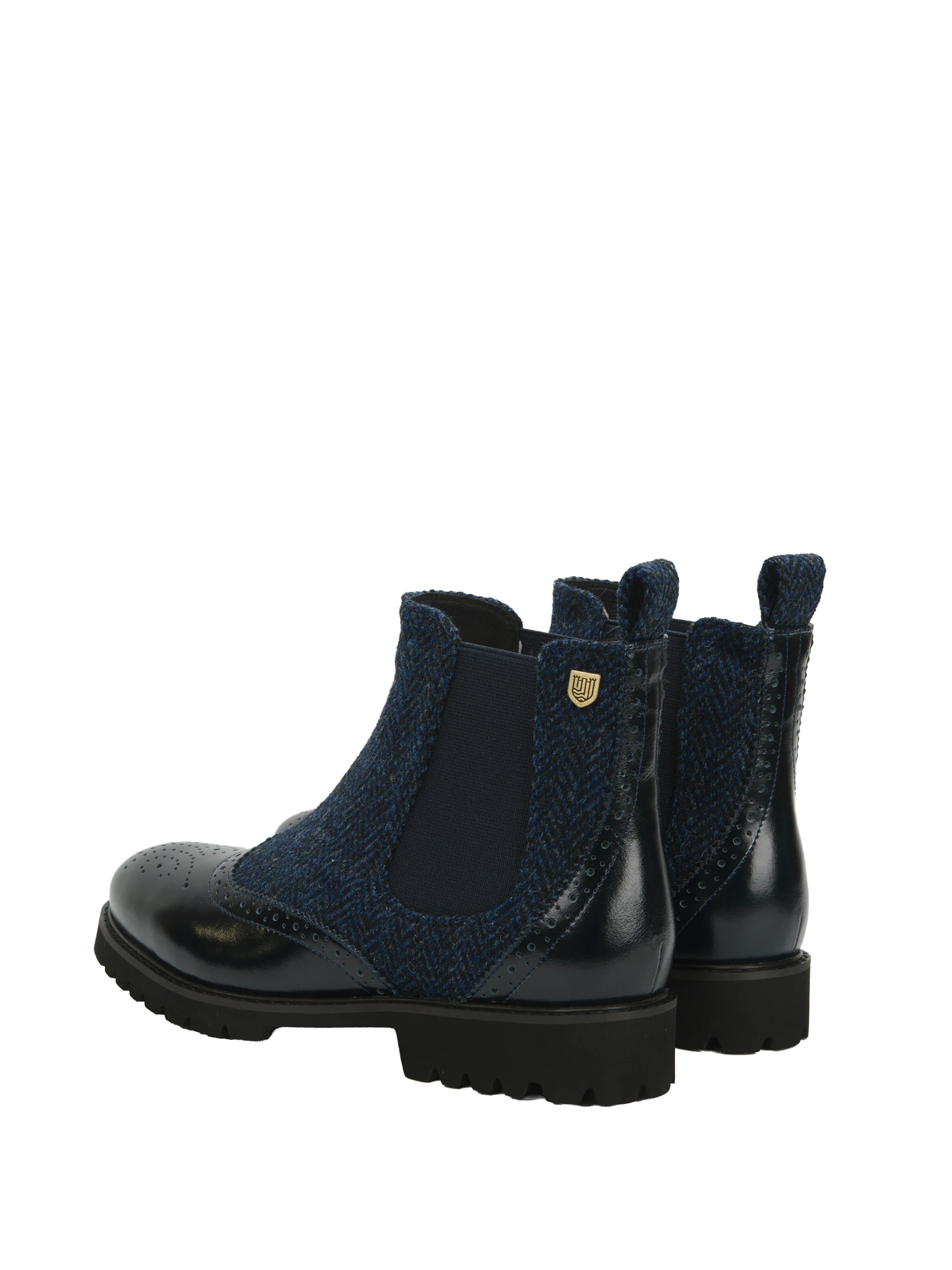 Harris Tweed Kendal Boots - Navy Herringbone - Image 3