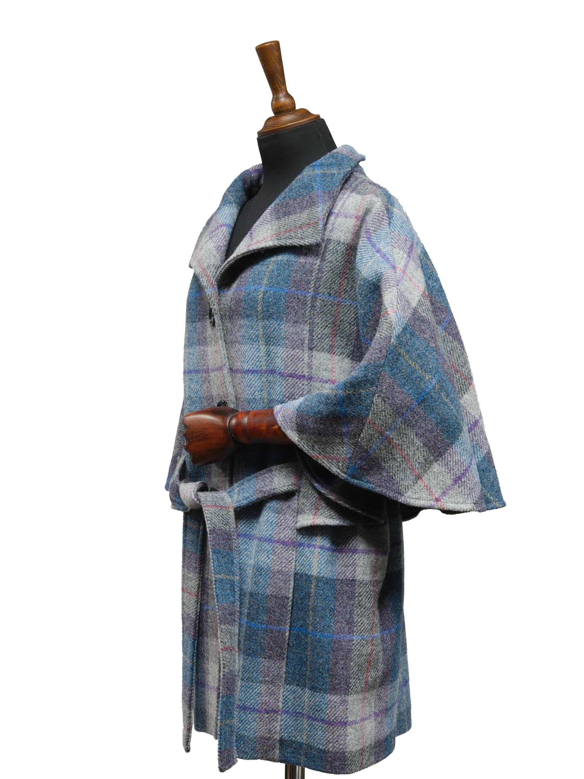 Harris Tweed Ladies Belted Cape - Lavender Check - Image 3