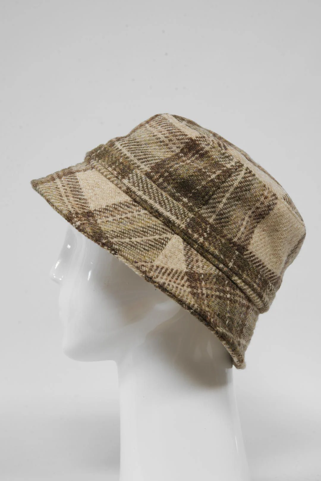 Harris Tweed Ladies Bucket Hat - Oatmeal Check (HH) - Image 4