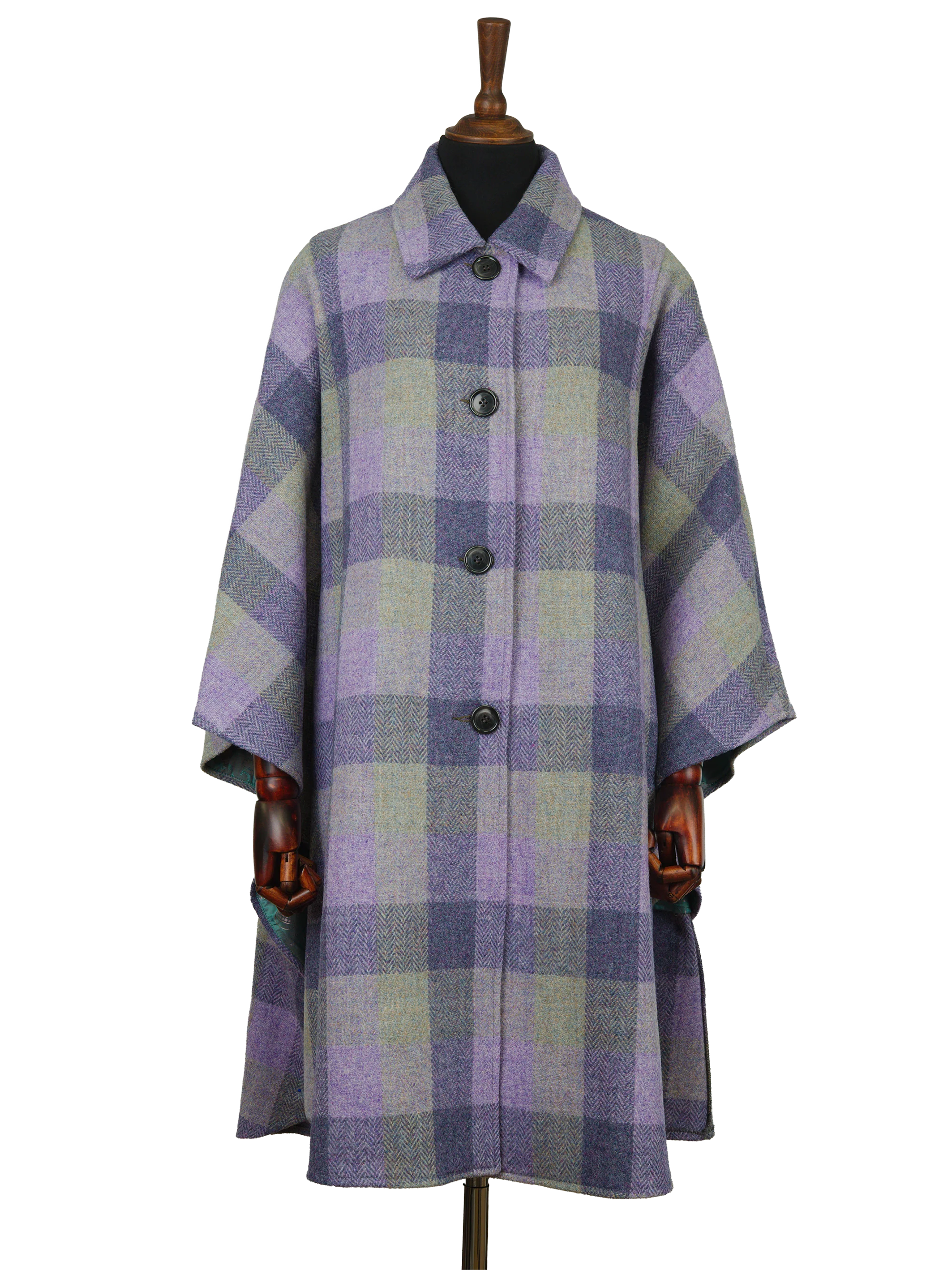Harris Tweed Ladies Buttoned Long Cape - HB156