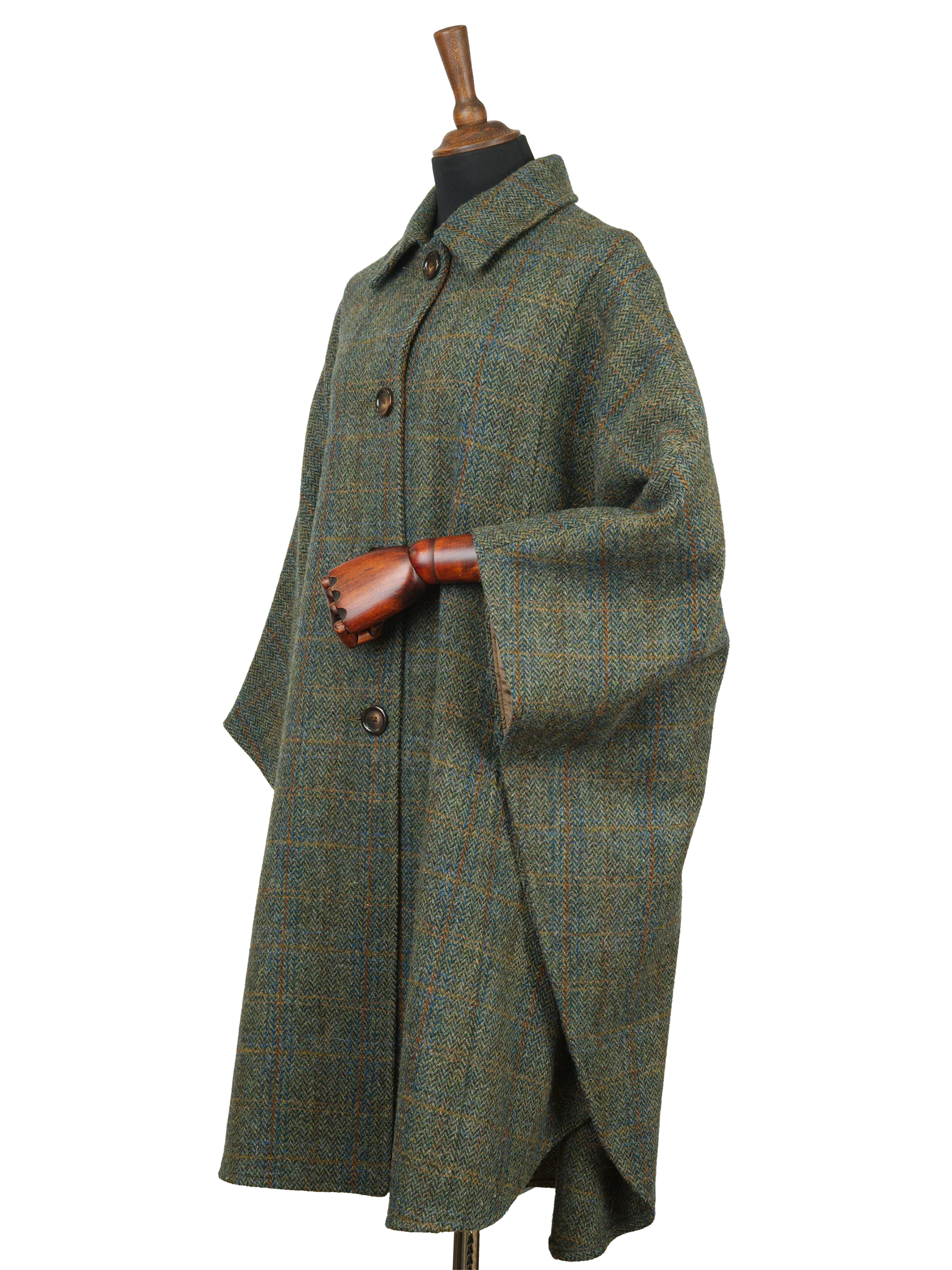 Harris Tweed Ladies Buttoned Long Cape - HB161 - Image 2