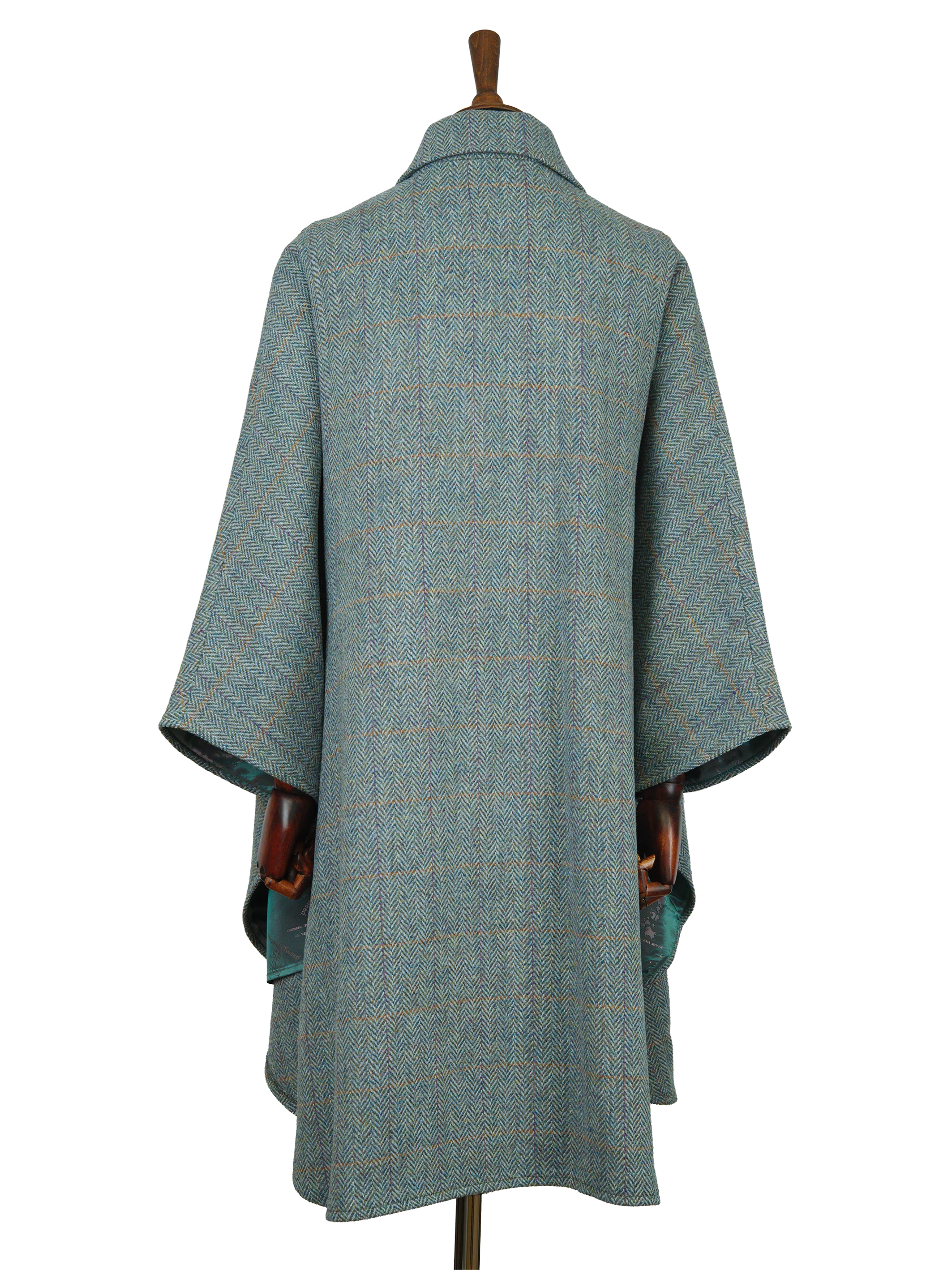Harris Tweed Ladies Buttoned Long Cape - Opal HB132 - Image 3