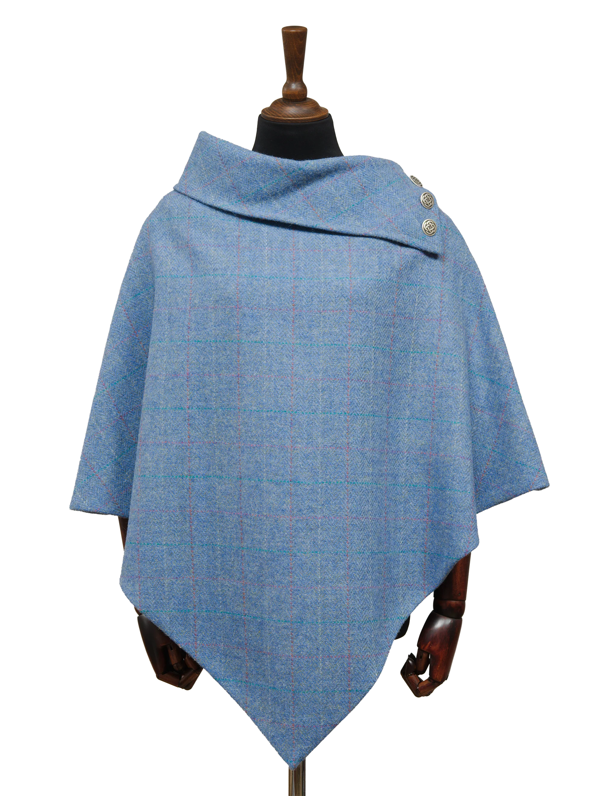Harris Tweed Ladies Celtic Cape - Sky Windowpane